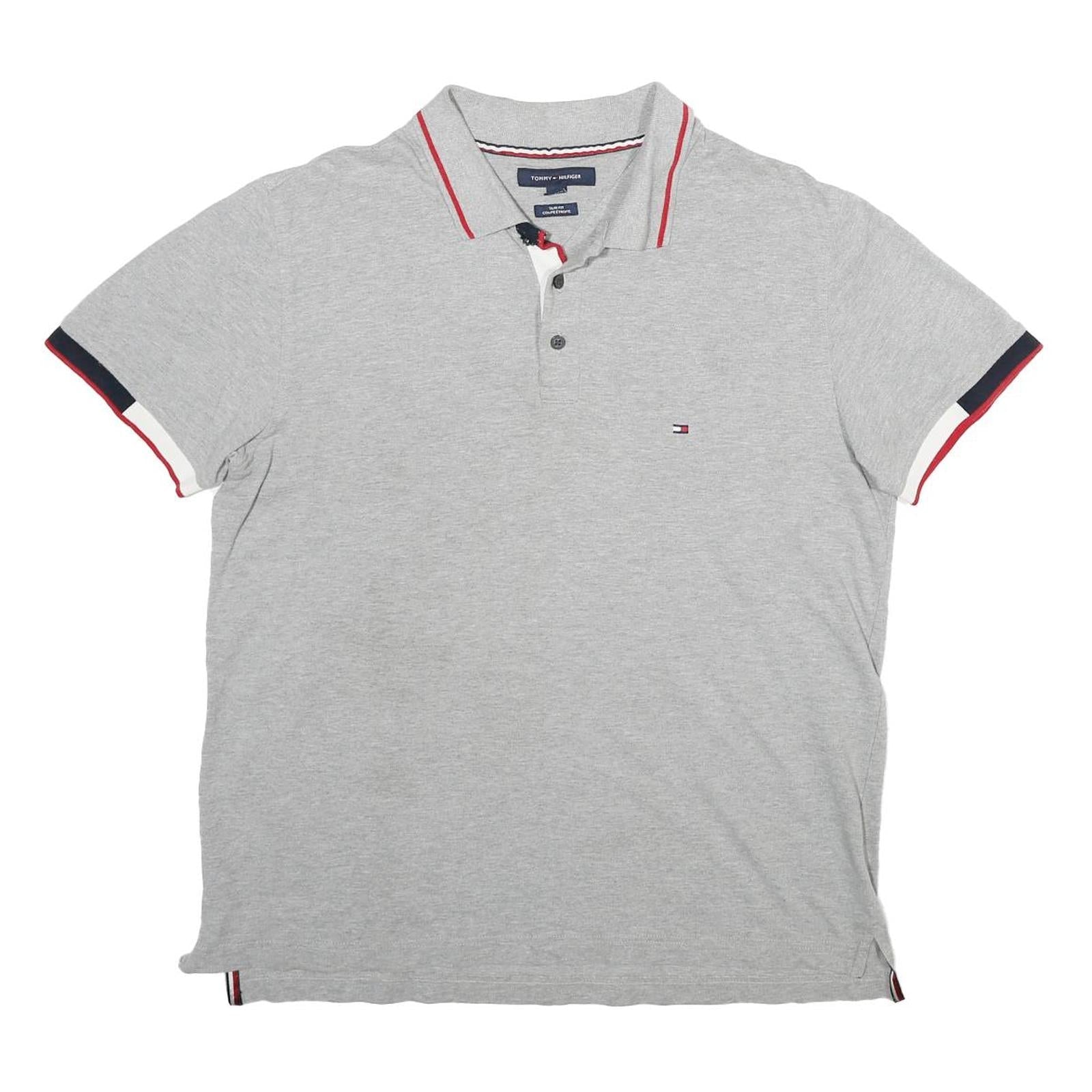 TOMMY HILFIGER Mens Grey Polo Shirt L Cotton Short Sleeve Slim Fit Classic Refurbished - N/A refurbished available on Cerqular