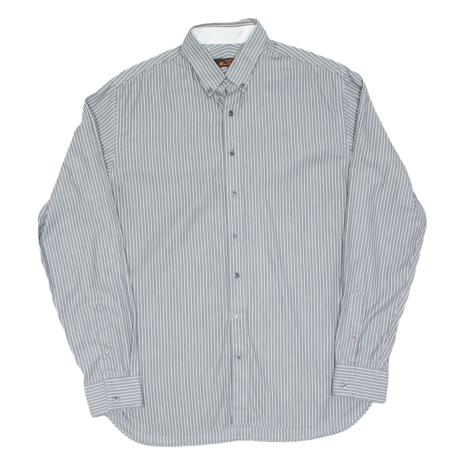 BEN SHERMAN Mens Shirt Grey Striped Long Sleeve M Refurbished - N/A refurbished available on Cerqular