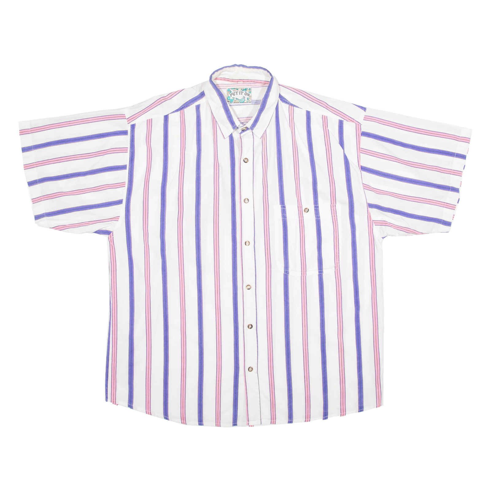 PUT IT ON Mens Shirt White 90s Striped L Refurbished - N/A refurbished available on Cerqular
