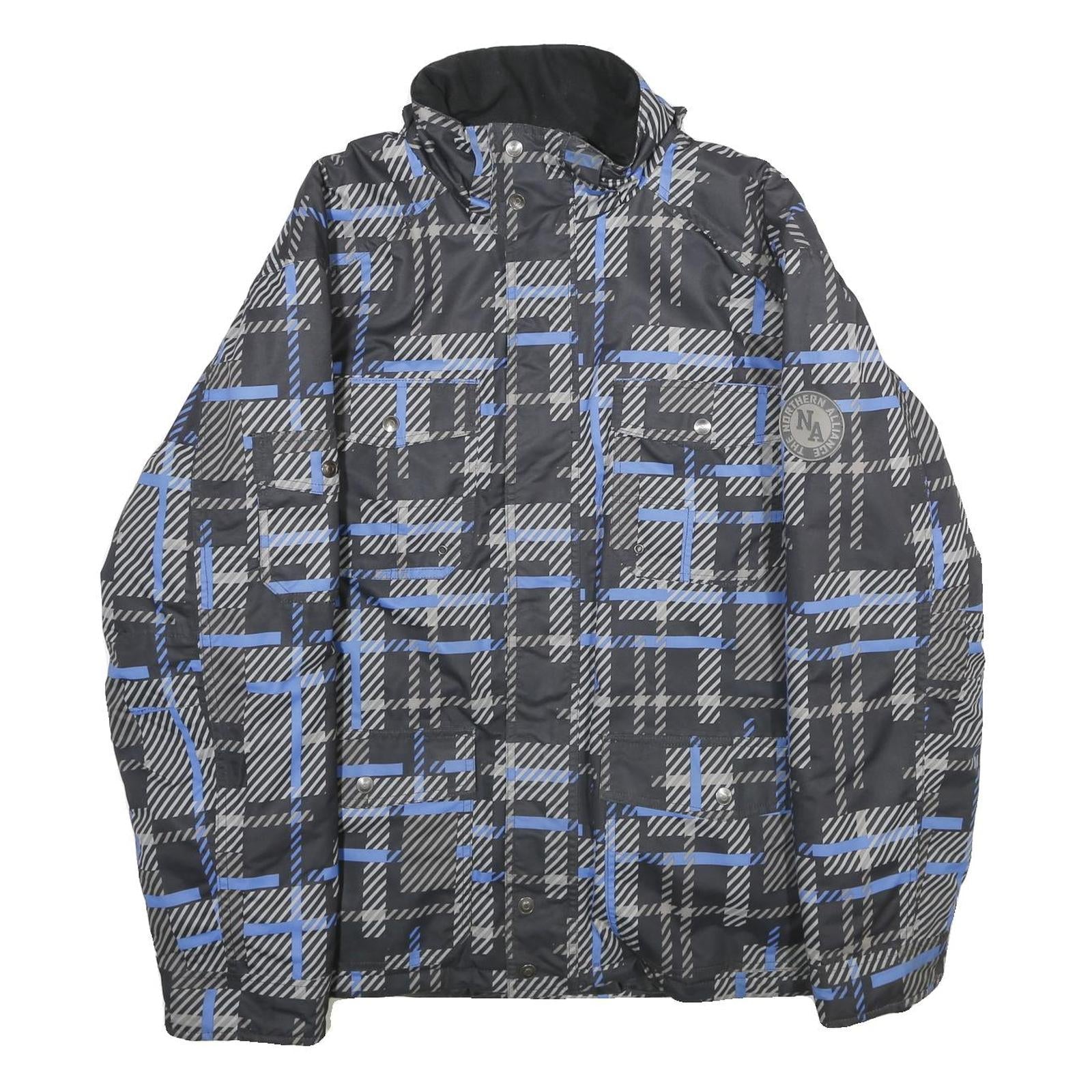 CUTTING EDGE Mens Black & Blue Jacket XL Polyester Checked Zip Casual Outerwear Refurbished - N/A refurbished available on Cerqular