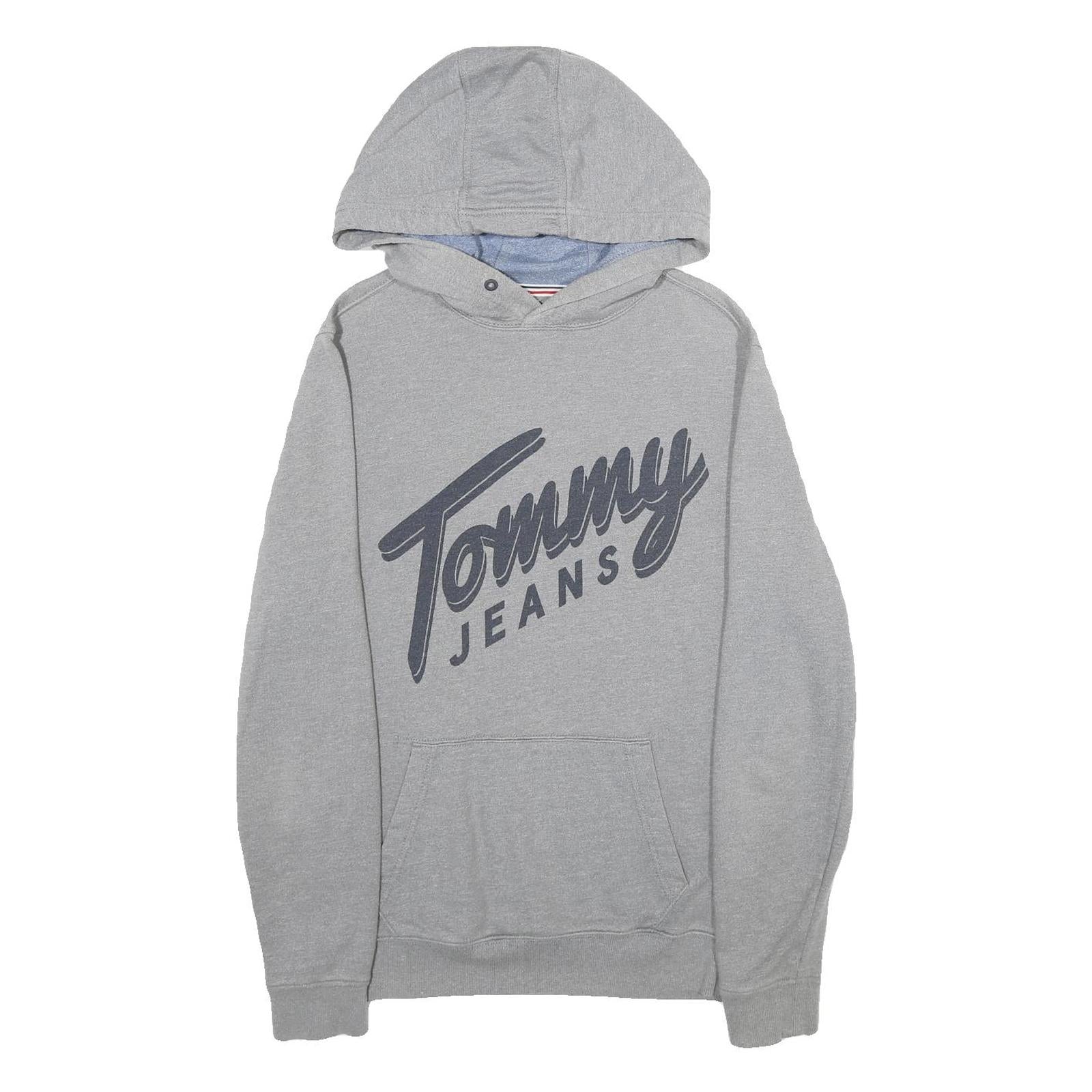 TOMMY JEANS Mens Grey Hoodie S Cotton Blend Pullover Logo Print Casual Refurbished - N/A refurbished available on Cerqular