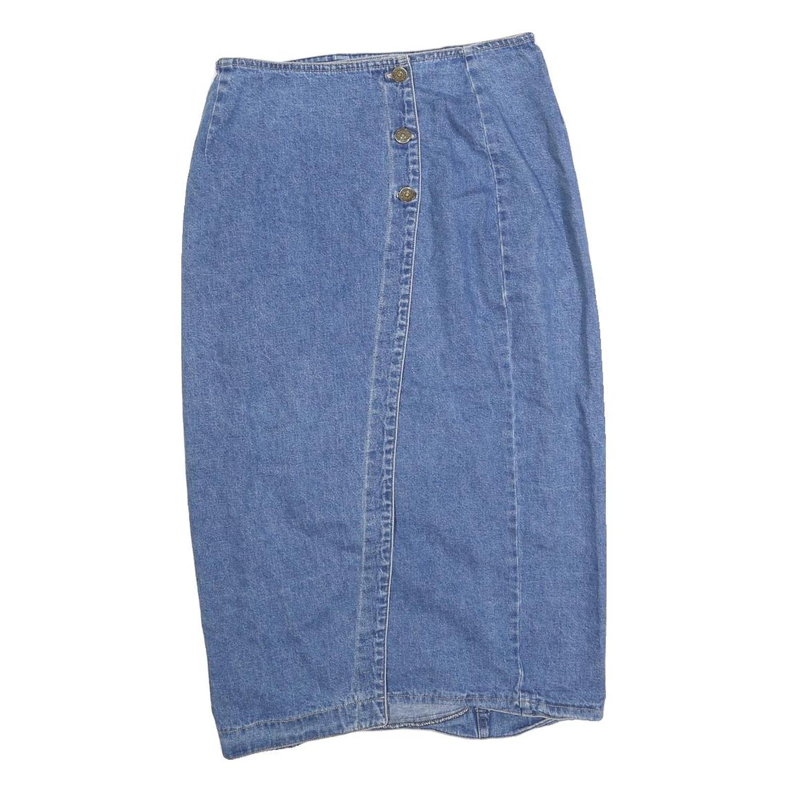 RED CAMEL Womens Blue Denim Pencil Midi Cotton Blend Skirt S Button Detail Refurbished - N/A refurbished available on Cerqular