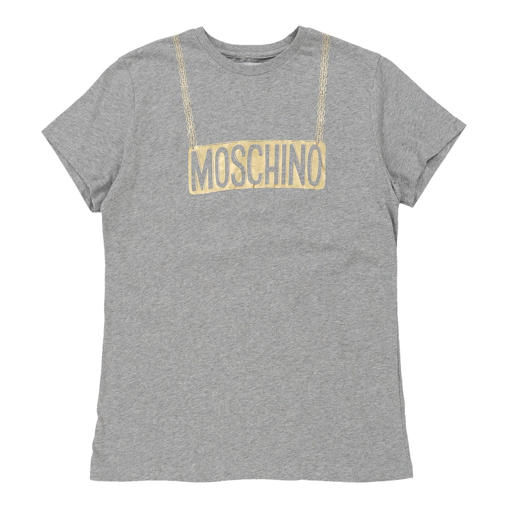 14 Years Moschino Spellout T-Shirt - Medium Grey Cotton | Size: medium Refurbished - N/A (Preloved Designer is not a specific brand, it refurbished available on Cerqular
