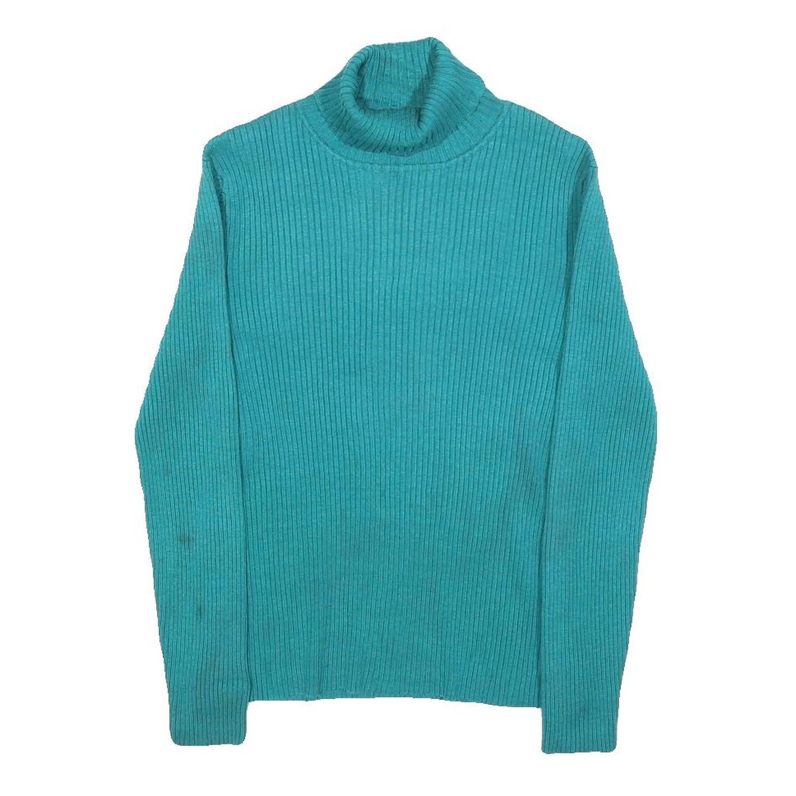 CABLE & GAUGE Womens Teal Plain Jumper Roll Neck Basic Knit L Comfortable Warm Refurbished - N/A refurbished available on Cerqular