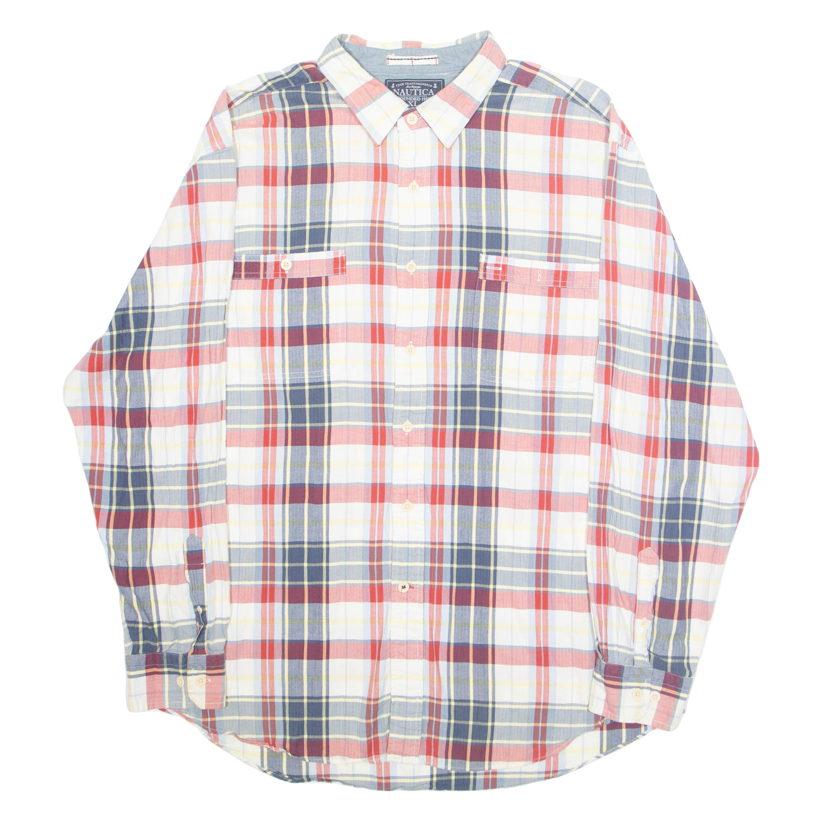 NAUTICA Mens Shirt White Check Long Sleeve XL Refurbished - N/A refurbished available on Cerqular