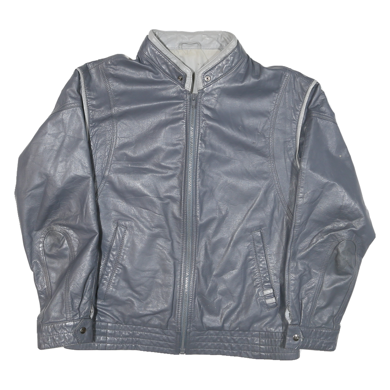 Buy Mens Grey Leather Motorcycle Jacket S Plain Zip Closure Stand-Up Collar Classic Refurbished - $58.49 Mens Grey Leather Motorcycle Jacket S Plain Zip Closure Stand-Up Collar Classic Refurbished - N/A refurbished available on Cerqular