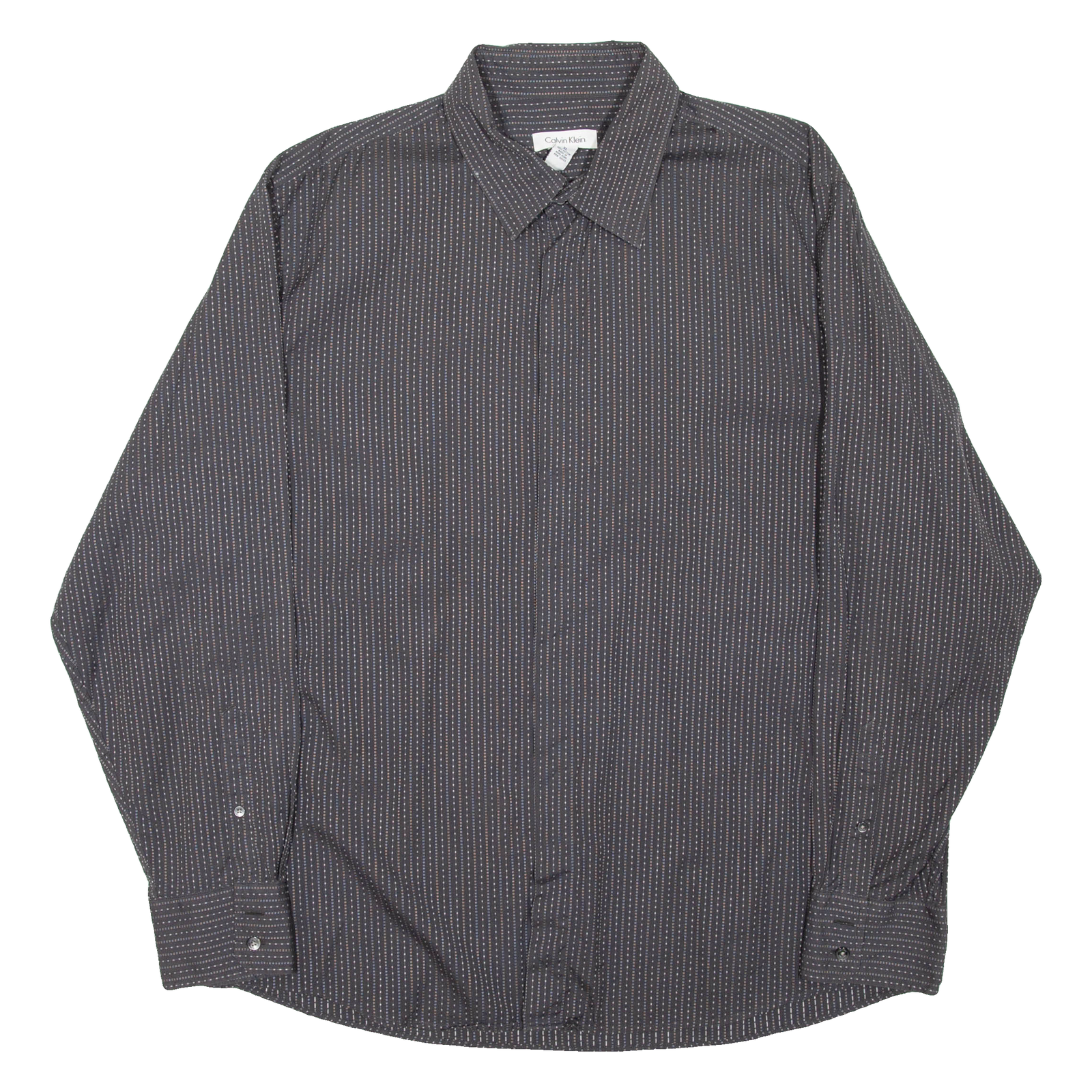 CALVIN KLEIN Mens Shirt Black Striped Long Sleeve XL Refurbished - N/A refurbished available on Cerqular