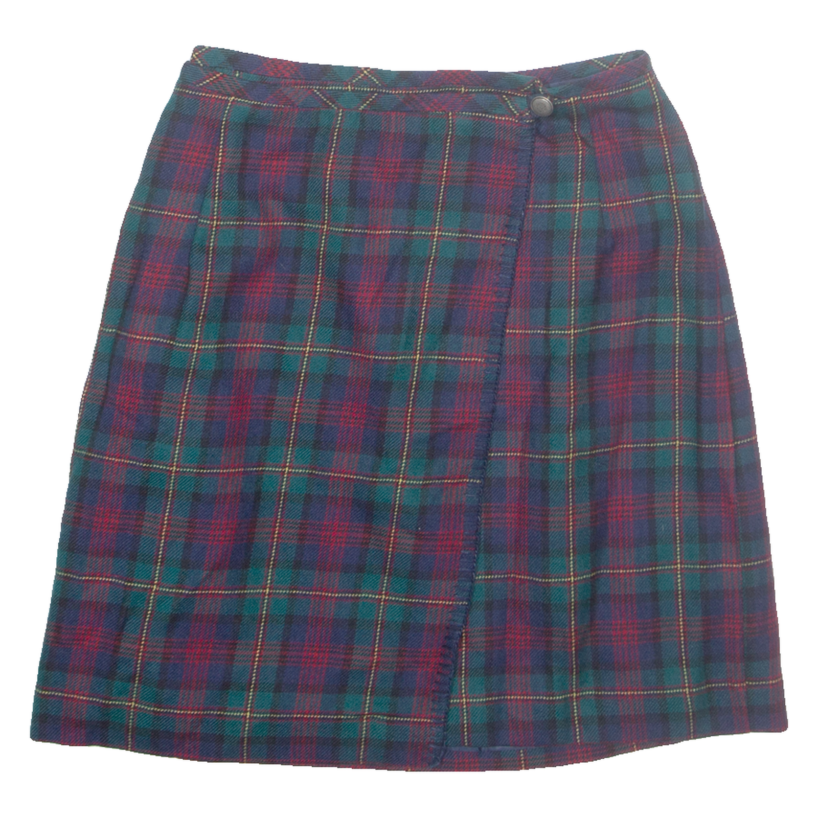 Womens Wrap Skirt Green Knee Length Wool Check XS Refurbished - N/A refurbished available on Cerqular