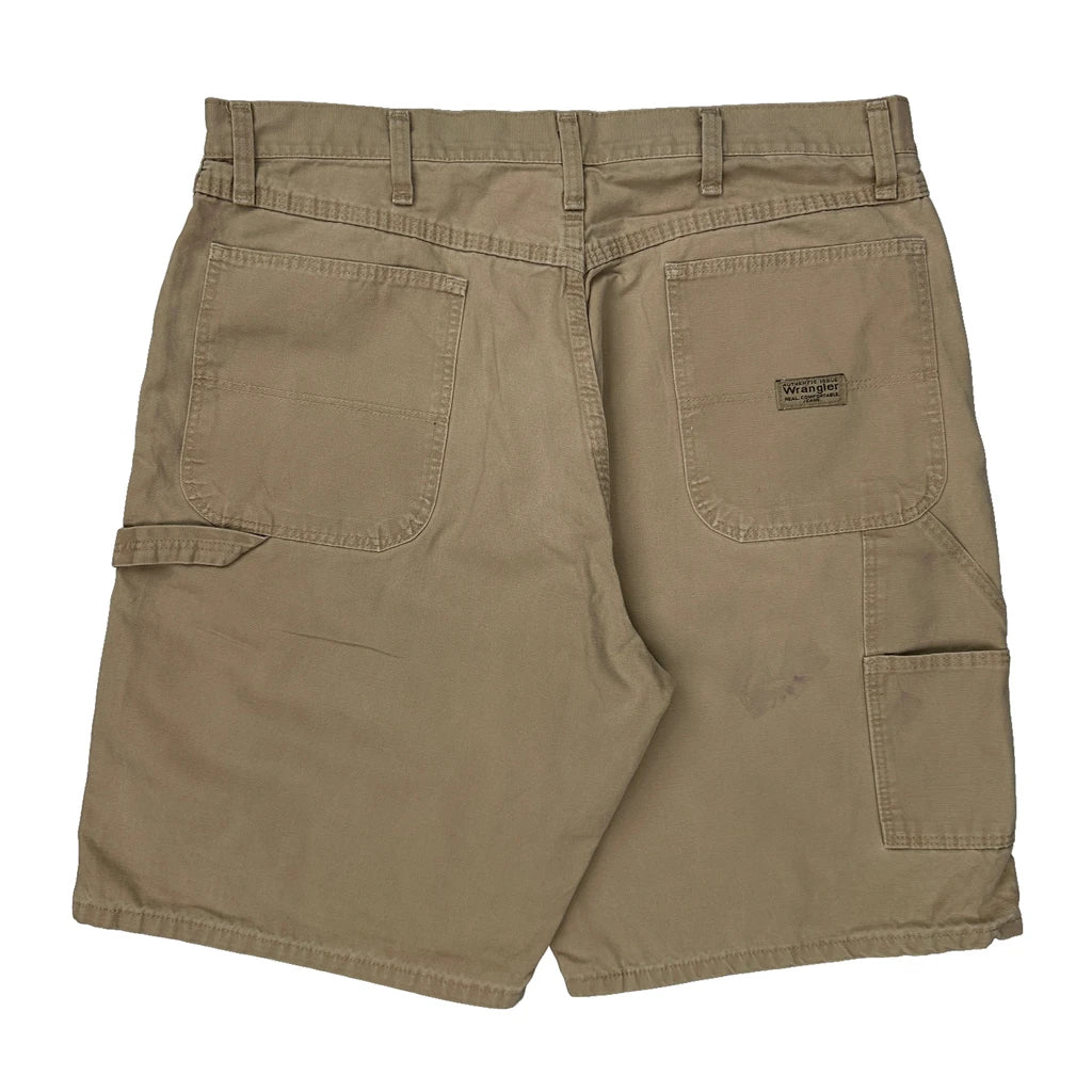Wrangler Carpenter Shorts - 36W 9L Beige Cotton Refurbished - Thrifted (note: this is a term often used to describe second- refurbished available on Cerqular