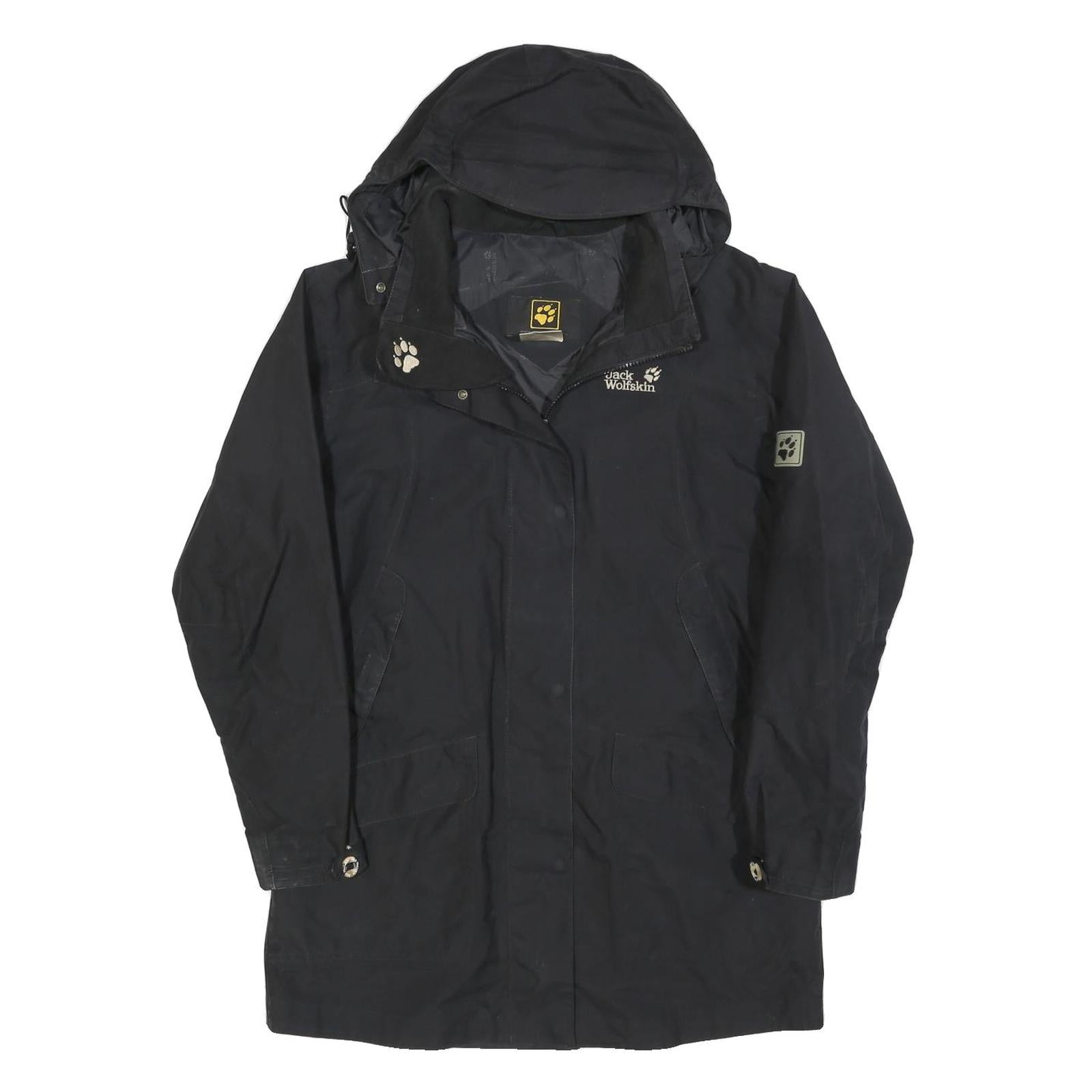 JACK WOLFSKIN Womens Black Outdoor Jacket UK 16 Polyester Blend Zip Hooded Refurbished - N/A refurbished available on Cerqular