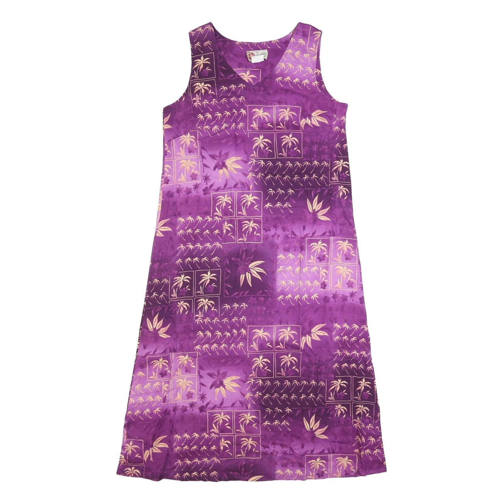THE HAWAIIAN ORIGINAL Womens Purple & Cream Sleeveless Day Cotton Blend Dress L Refurbished - N/A refurbished available on Cerqular
