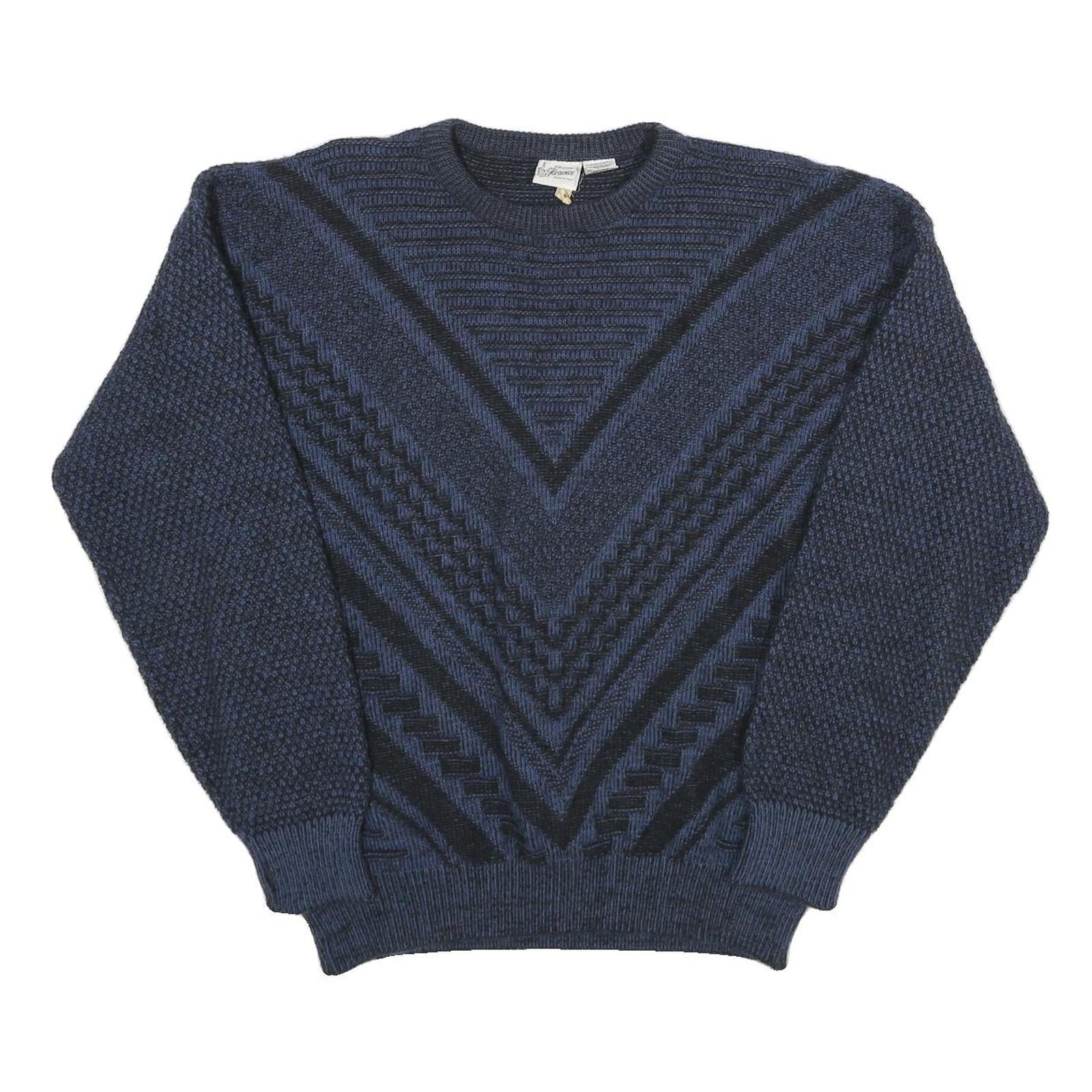 MAGLIFICO FLORENCE Mens Blue Patterned Jumper Crew Neck Chunky Knit XL Wool Refurbished - N/A refurbished available on Cerqular