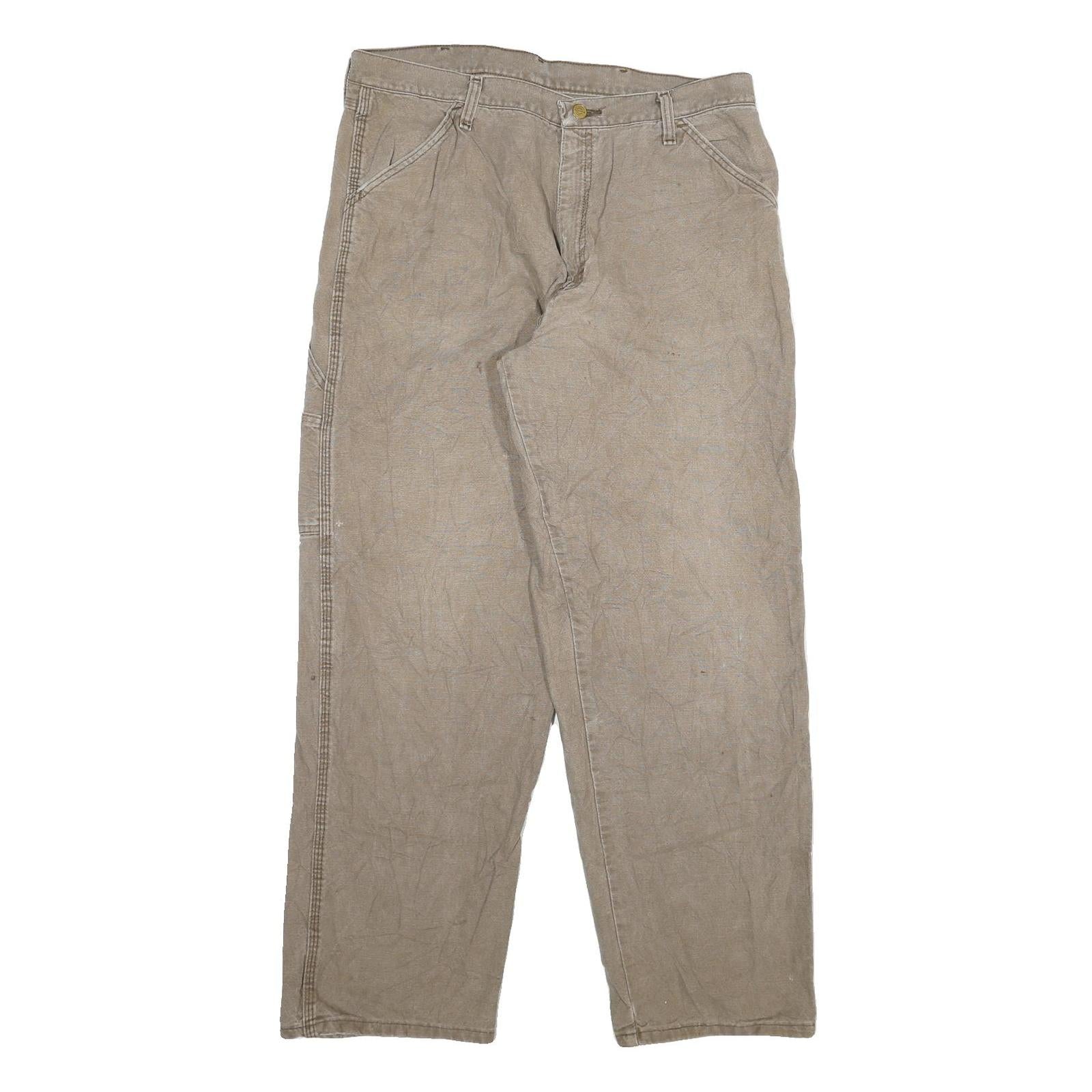 DICKIES Mens Cotton Blend Beige Regular Straight Leg Trousers W36 L32 Workwear Refurbished - N/A refurbished available on Cerqular
