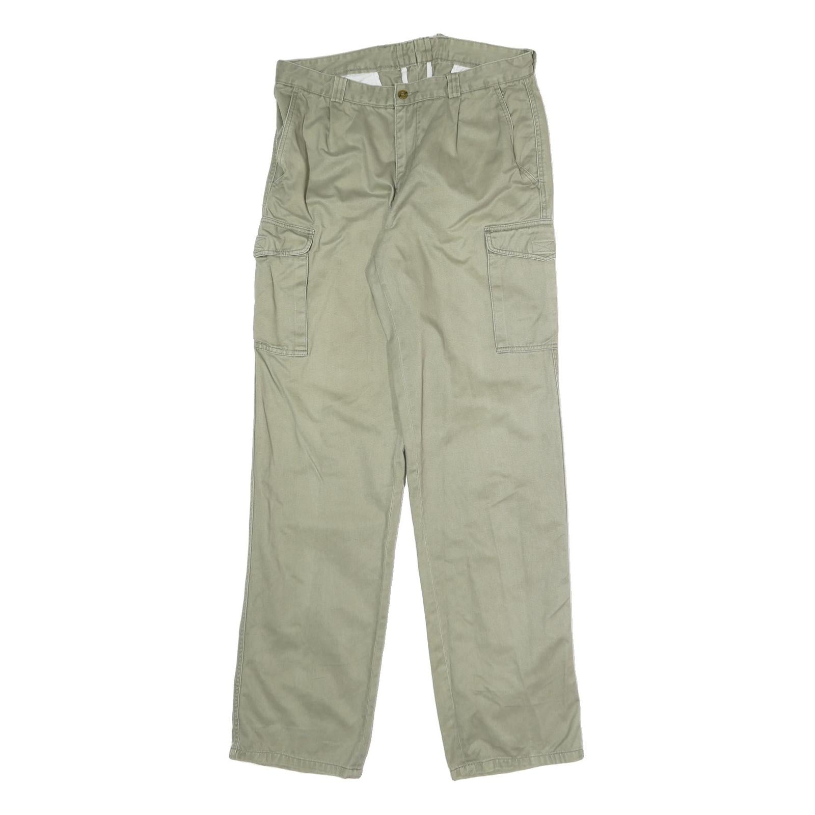 Mens Cotton Blend Beige Regular Straight Leg Trousers W31 L33 Casual Utility Zip Refurbished - N/A refurbished available on Cerqular