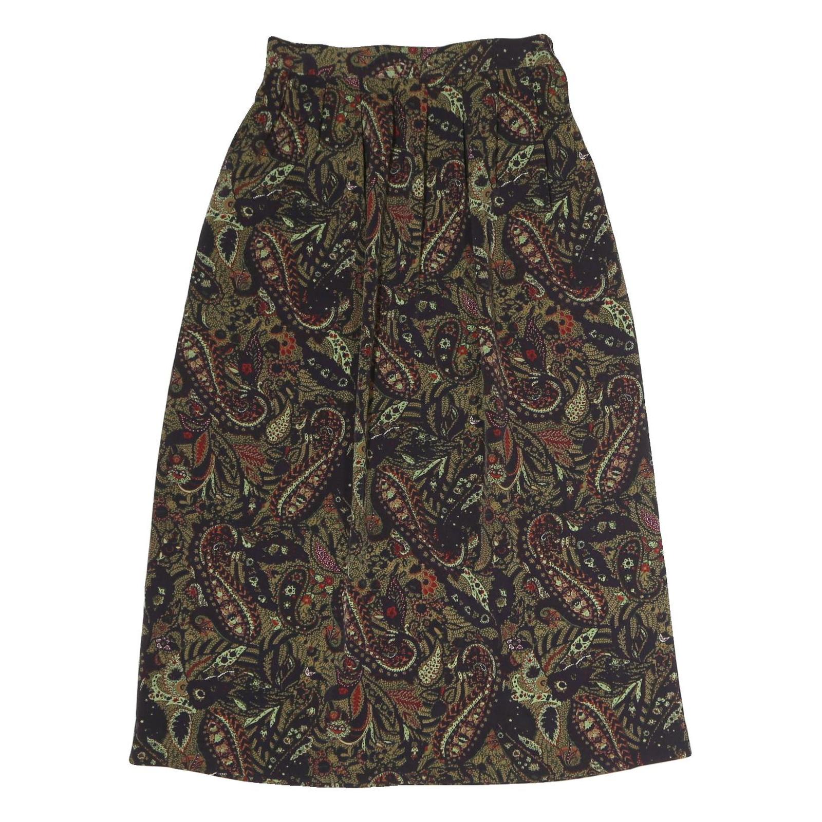 LESLIE FAYE Womens Black Paisley Pattern Midi Cotton Blend Skirt UK 8 Elegant Refurbished - N/A refurbished available on Cerqular