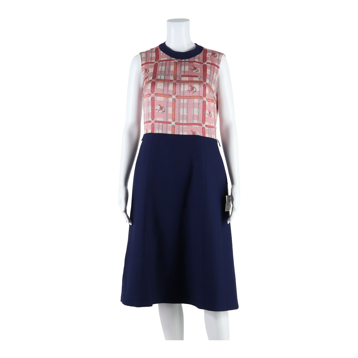 JORA MODELL Womens A-Line Dress Blue Check Sleeveless Knee Length S Refurbished - N/A refurbished available on Cerqular