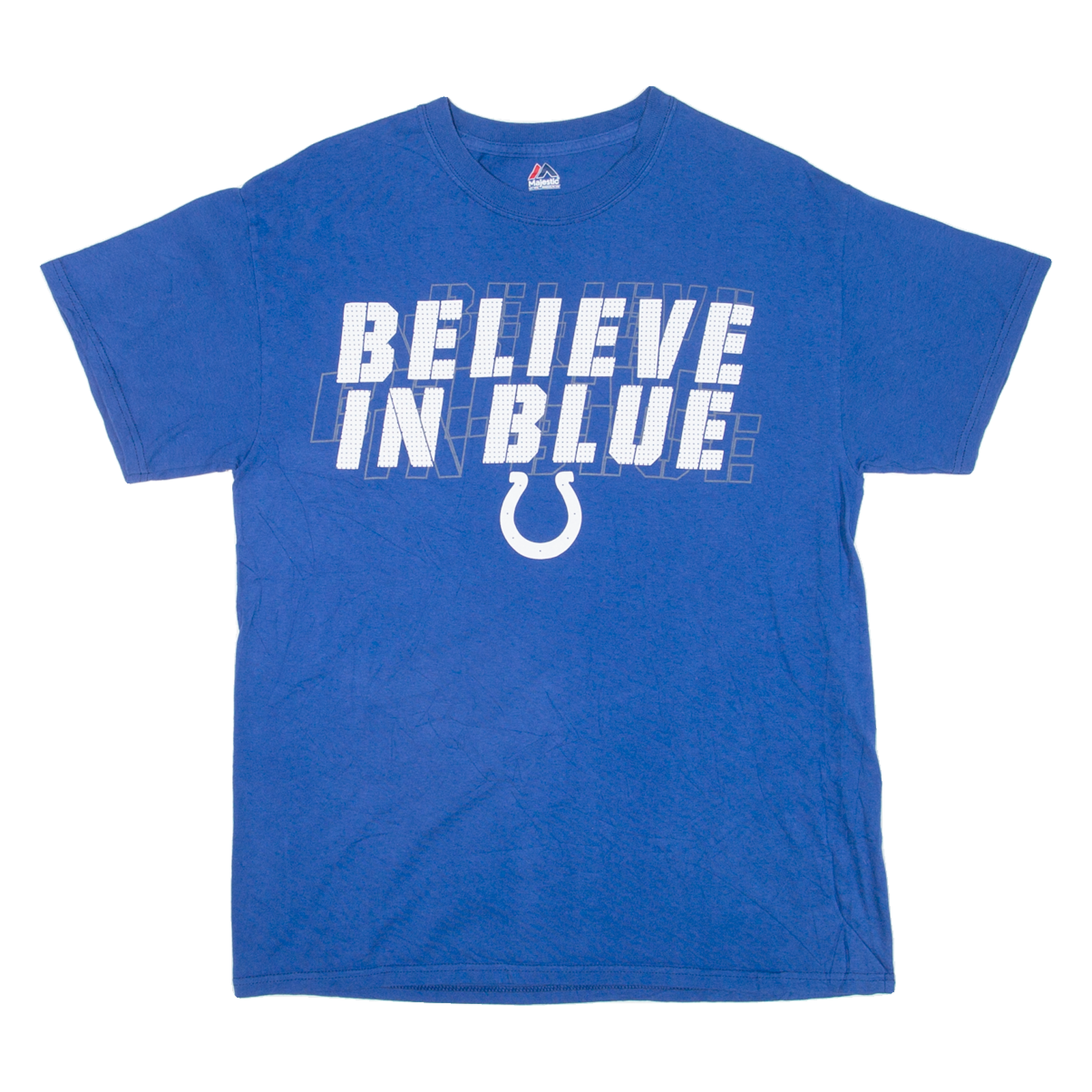 MAJESTIC Believe In Blue Mens T-Shirt Blue USA M Refurbished - N/A refurbished available on Cerqular