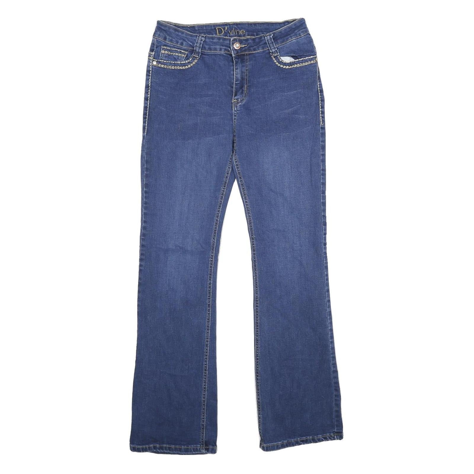 D'VINE Womens Blue Regular Straight Denim Light W28 L30 Embroidered Back Pockets Refurbished - N/A refurbished available on Cerqular
