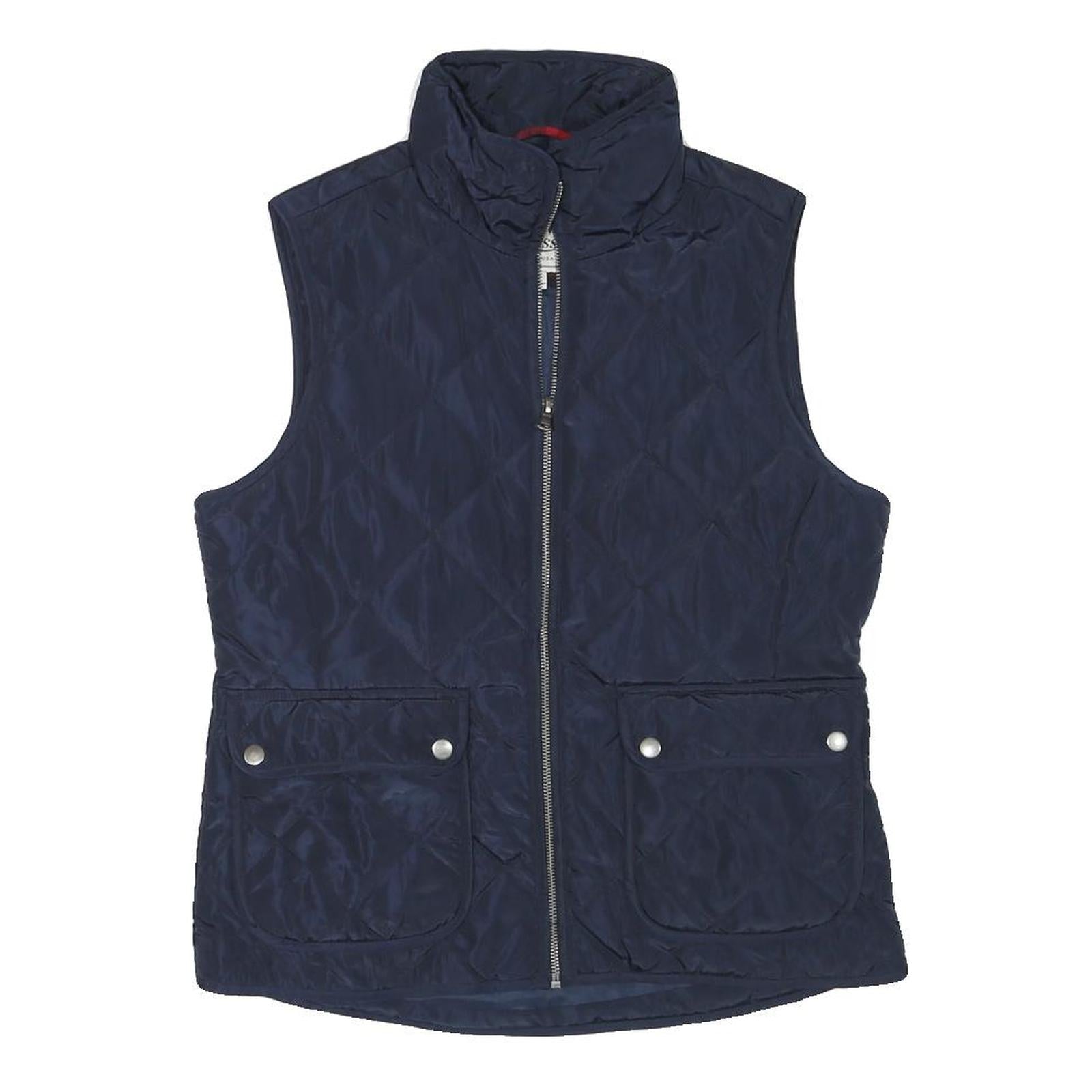 GHBASS Womens Navy Quilted Sleeveless Jacket S Polyester Blend Zip Pockets Refurbished - N/A refurbished available on Cerqular