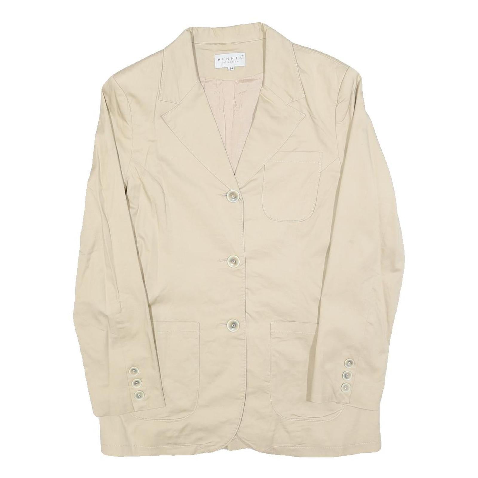 HENNES Womens Beige Cotton Blend Jacket M Classic Single Breasted Button Refurbished - N/A refurbished available on Cerqular