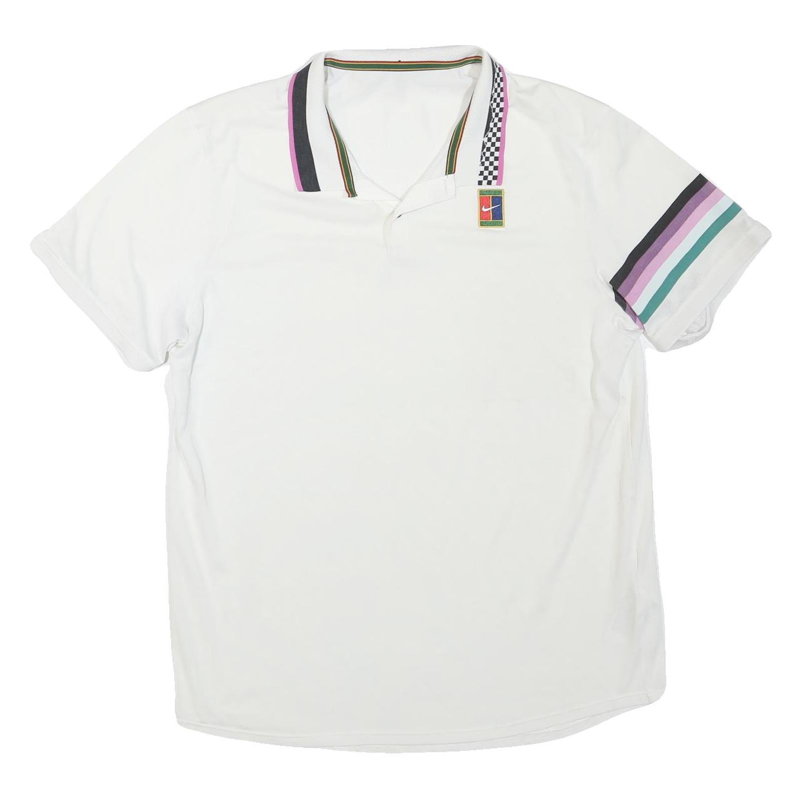 NIKE Mens White Striped Short Sleeve Polo Shirt L Sportswear Refurbished - N/A refurbished available on Cerqular