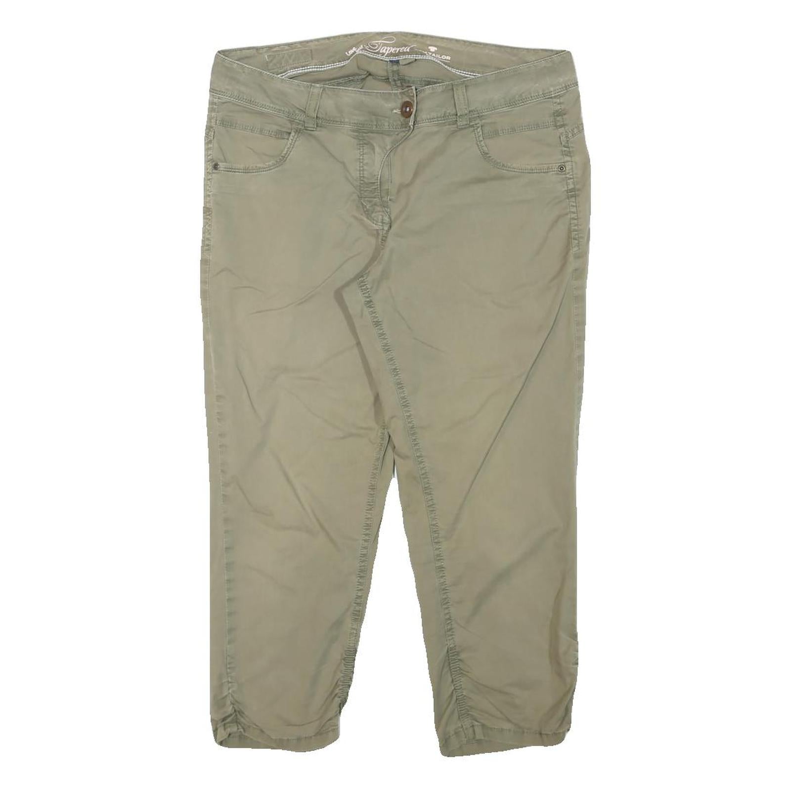TOM TAILOR Womens Slim Beige Cotton Blend Tapered Trousers W32 L21 Casual Refurbished - N/A refurbished available on Cerqular