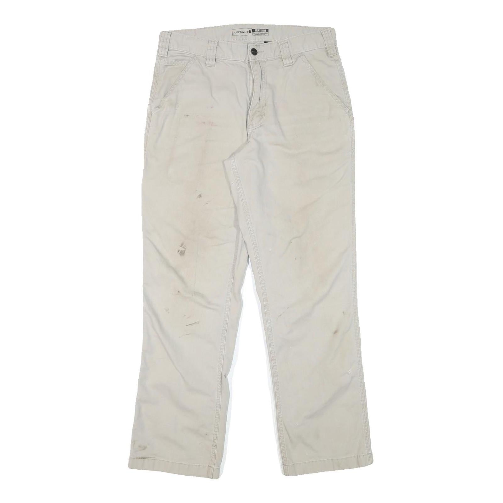CARHARTT Mens Cotton Blend Beige Regular Fit Straight Leg Trousers W30 L30 Refurbished - N/A refurbished available on Cerqular