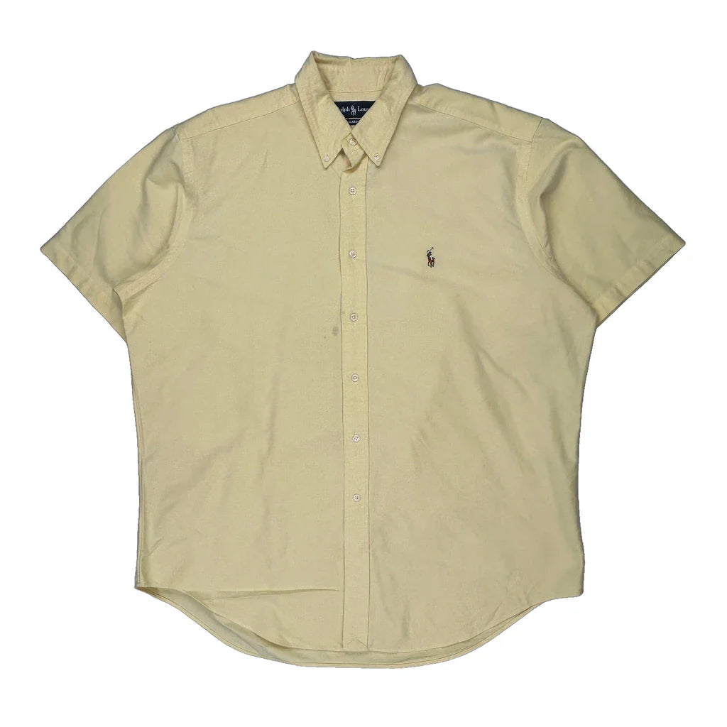 Ralph Lauren Short Sleeve Shirt - XL Yellow Cotton Refurbished - Thrifted (note: this is a term often used to describe second- refurbished available on Cerqular
