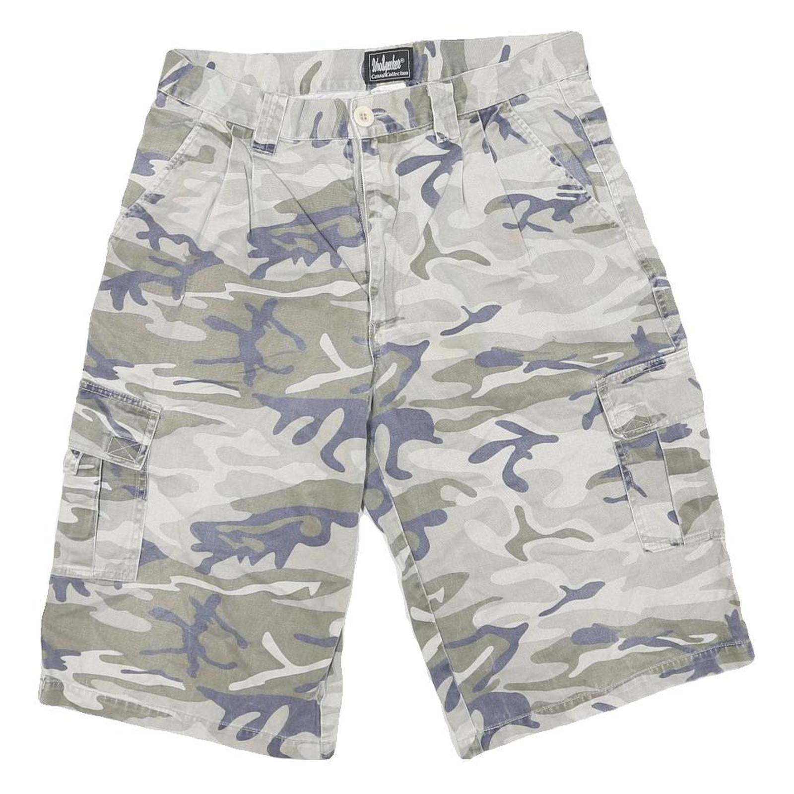WOODPEEHES Mens Camouflage Cargo Shorts Grey Green Blue M W32 Cotton Blend Refurbished - N/A refurbished available on Cerqular