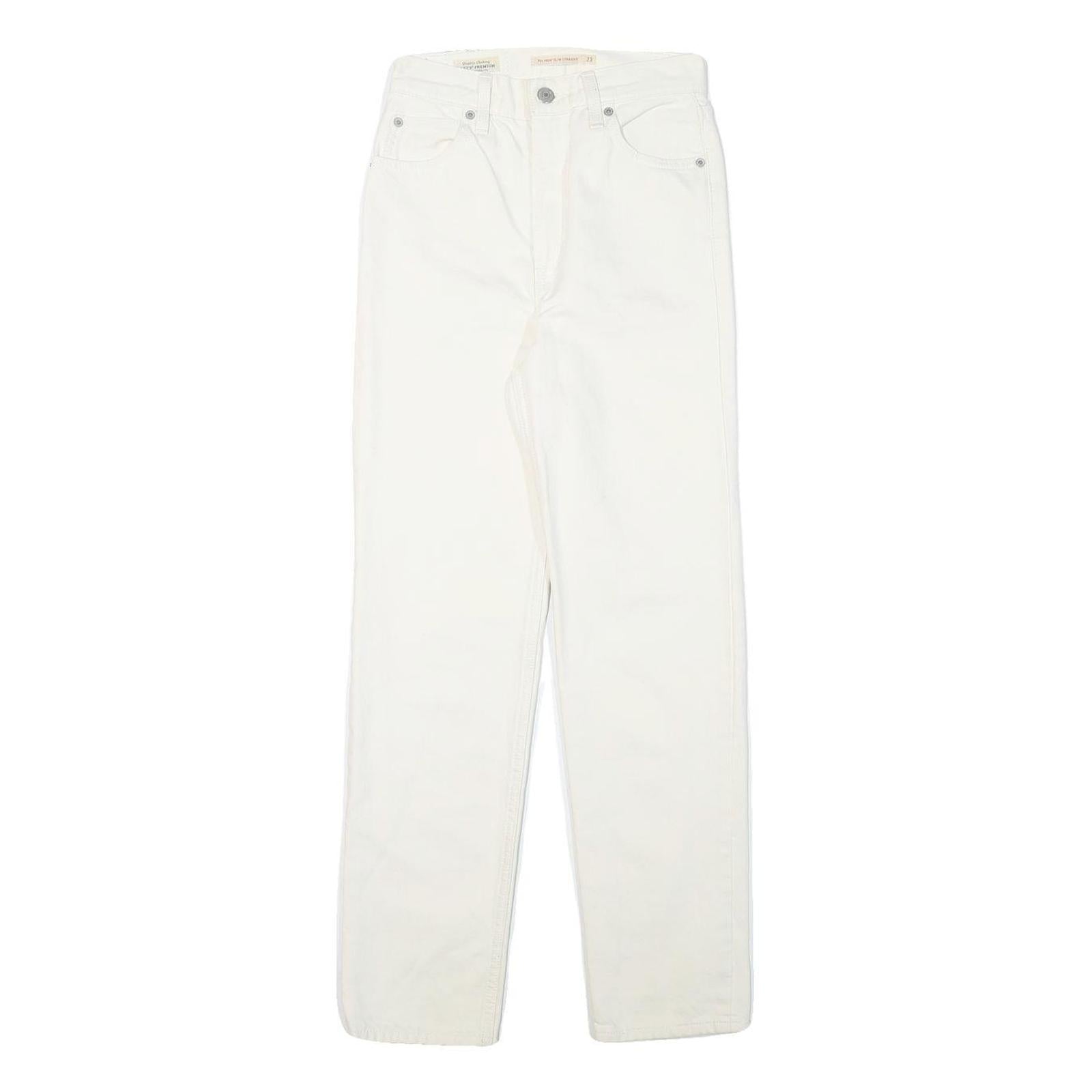 LEVI'S Womens Jeans White Regular Straight Denim W24 L27 Cotton Blend Zip Refurbished - N/A refurbished available on Cerqular
