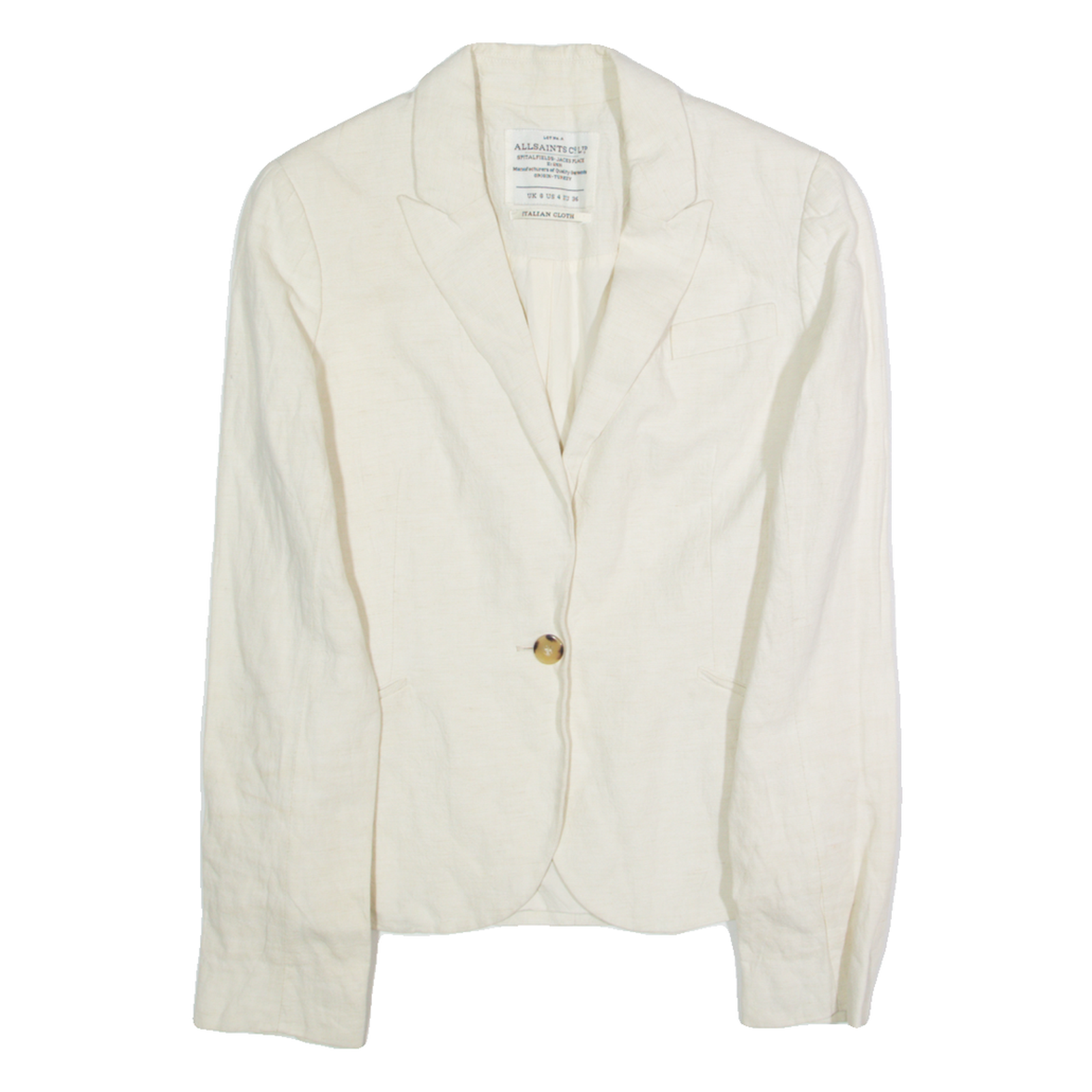 ALL SAINTS Womens Blazer Jacket Cream S Refurbished - N/A refurbished available on Cerqular
