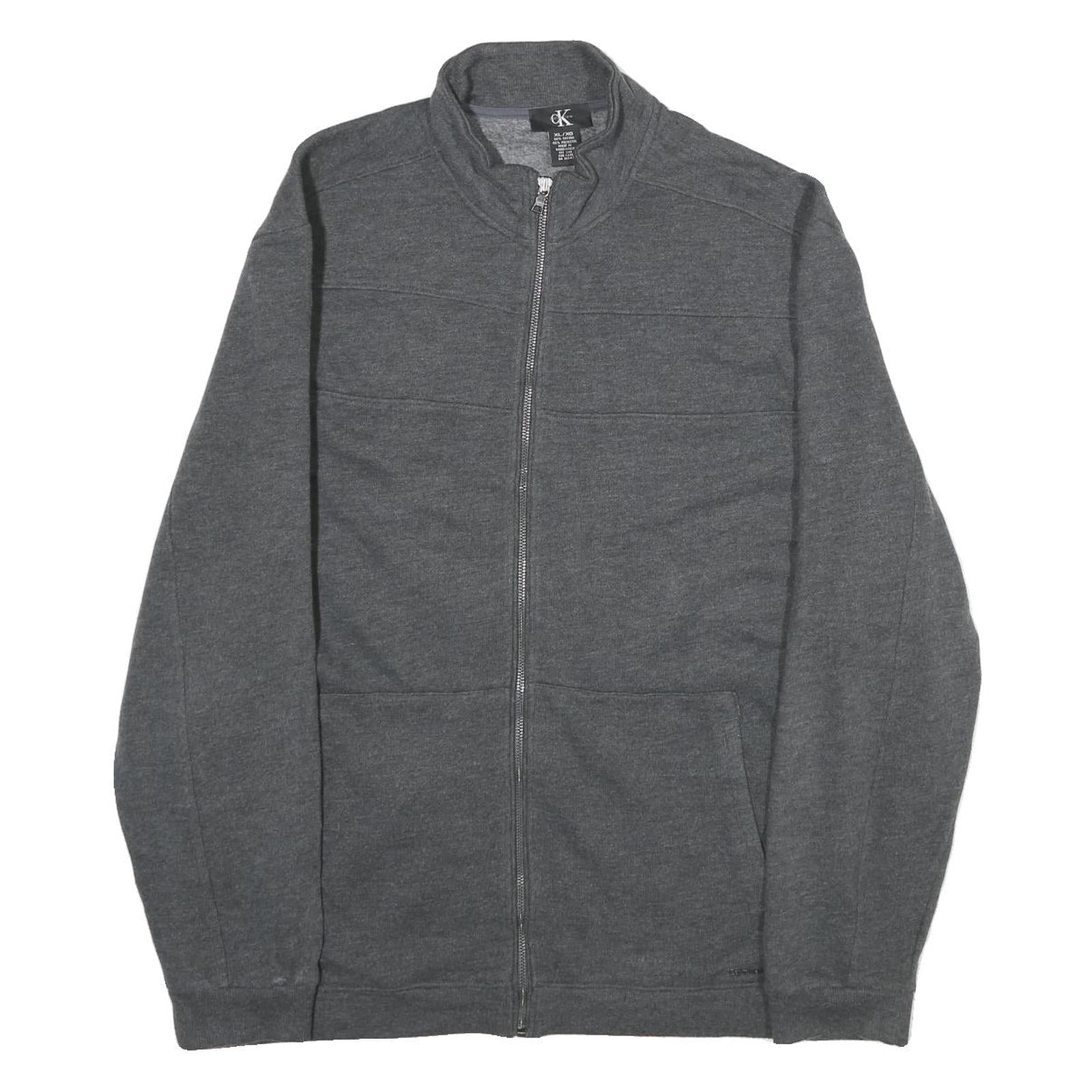 CALVIN KLEIN Mens Grey Cotton Zip Jacket XL Knit Classic Casual Comfortable Refurbished - N/A refurbished available on Cerqular