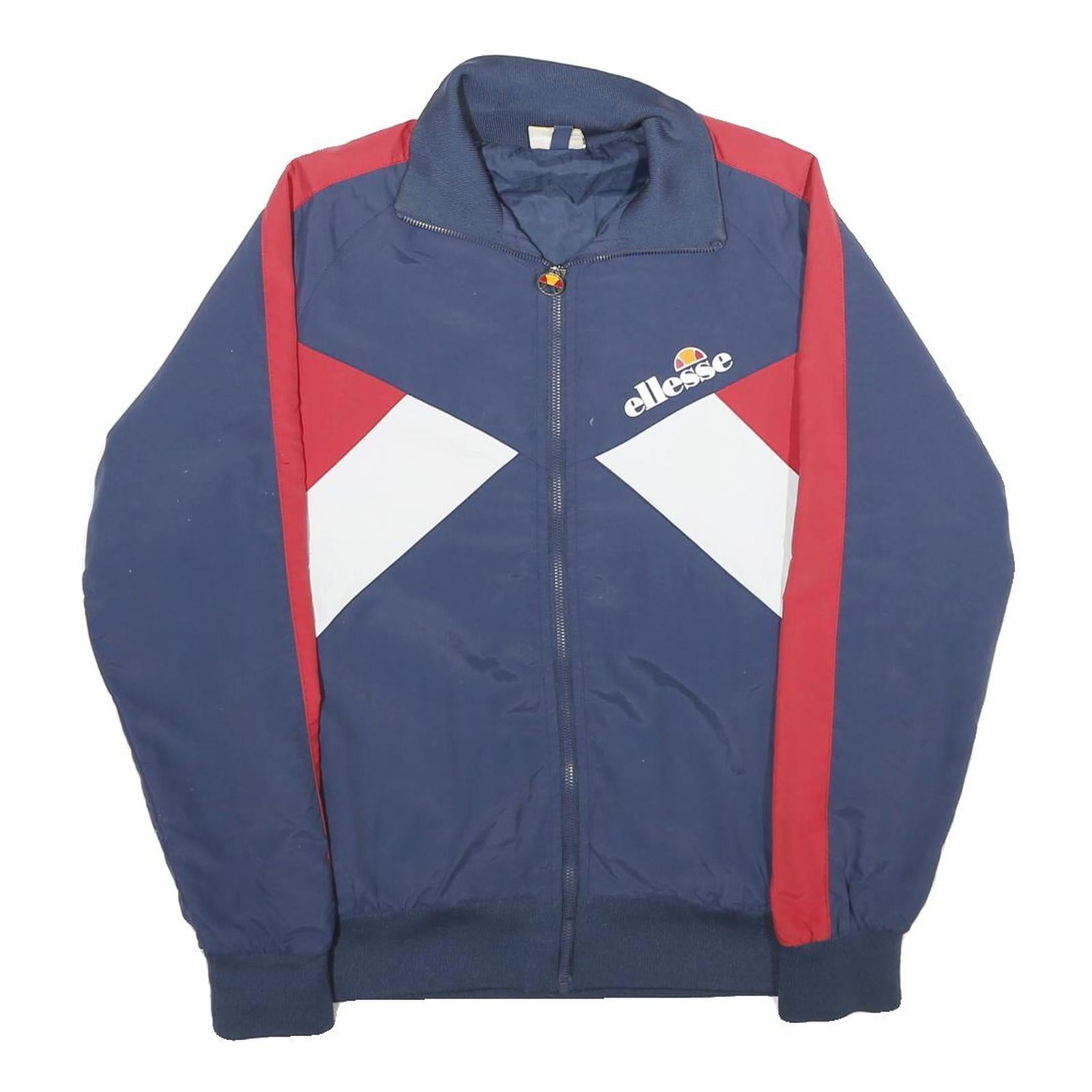 ELLESSE Womens Navy Blue Red White Logo Zip Jacket UK 8 Nylon Track Sportswear Refurbished - N/A refurbished available on Cerqular