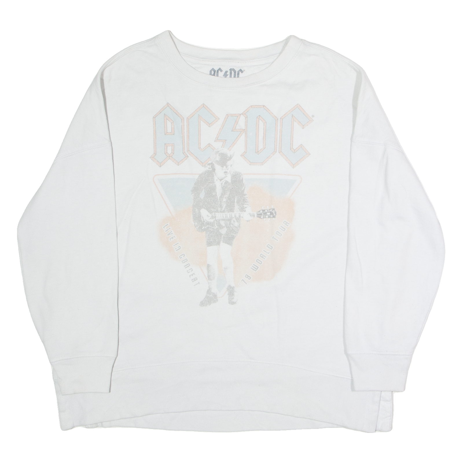 AC/DC Oversized Womens Sweatshirt White Crew Neck M Refurbished - N/A refurbished available on Cerqular