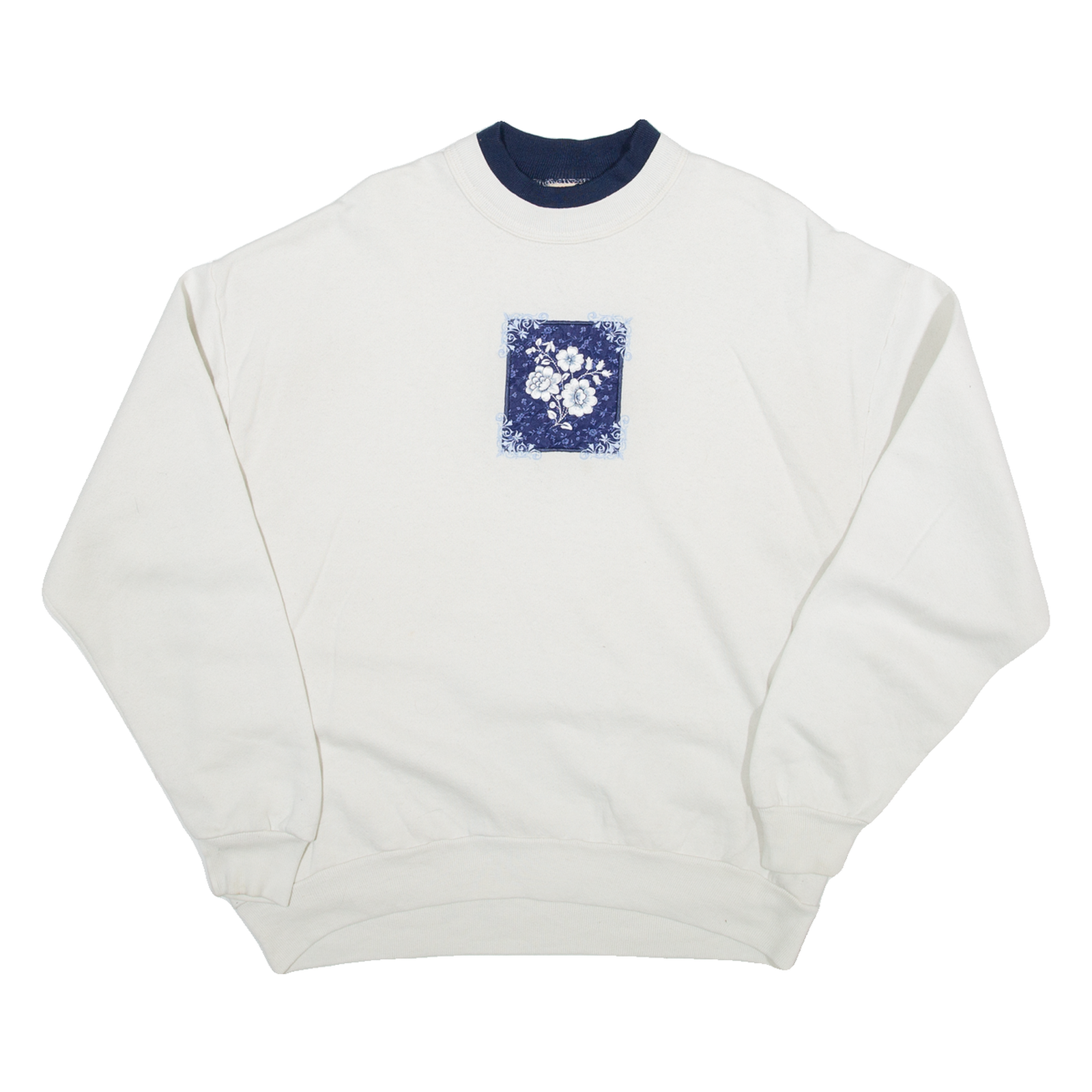 TOP STITCH Flower Print Womens Sweatshirt Blue XL Refurbished - N/A refurbished available on Cerqular