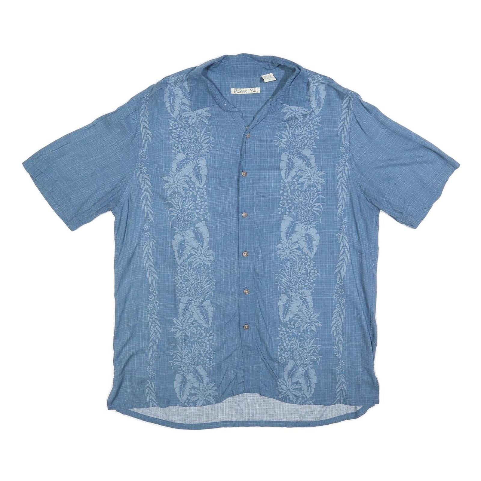 BATIK BAY Mens Blue Rayon Shirt L Hawaiian Style Relaxed Fit Summer Casual Refurbished - N/A refurbished available on Cerqular