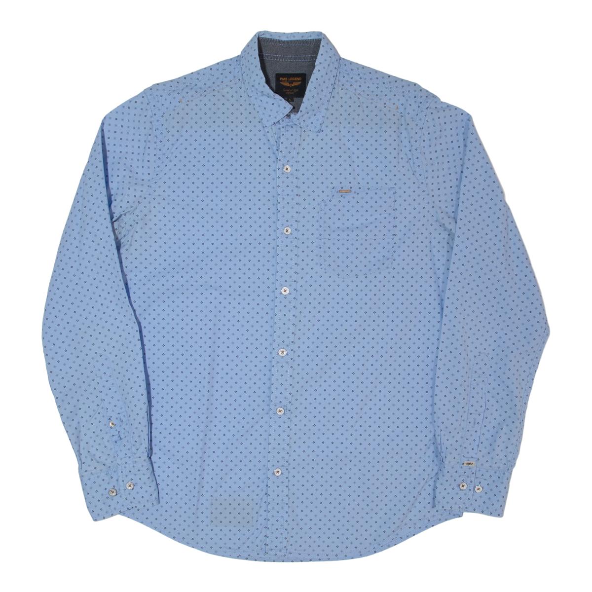 PME LEGEND Mens Shirt Blue Spotted Long Sleeve L Refurbished - N/A refurbished available on Cerqular
