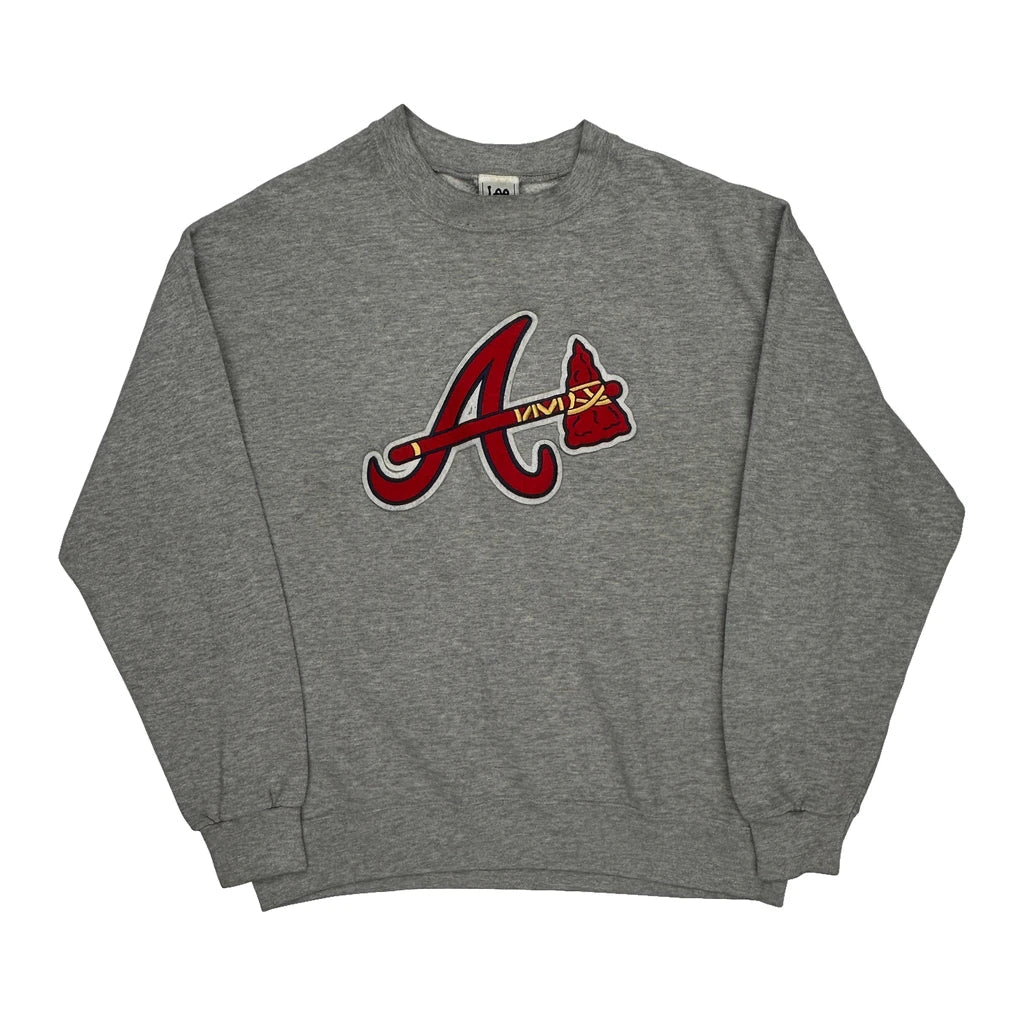 Atlanta Braves Lee Sport Sweatshirt - XL Grey Cotton Blend Refurbished - Thrifted (note: this is a term often used to describe second- refurbished available on Cerqular