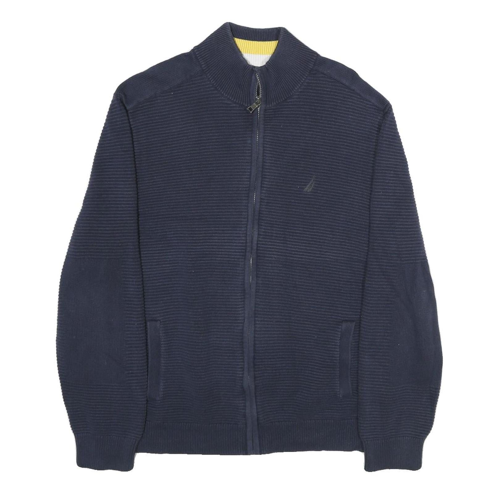 NAUTICA Mens Navy Blue Plain Cotton Full Zip Patterned Jumper XL Casual Refurbished - N/A refurbished available on Cerqular