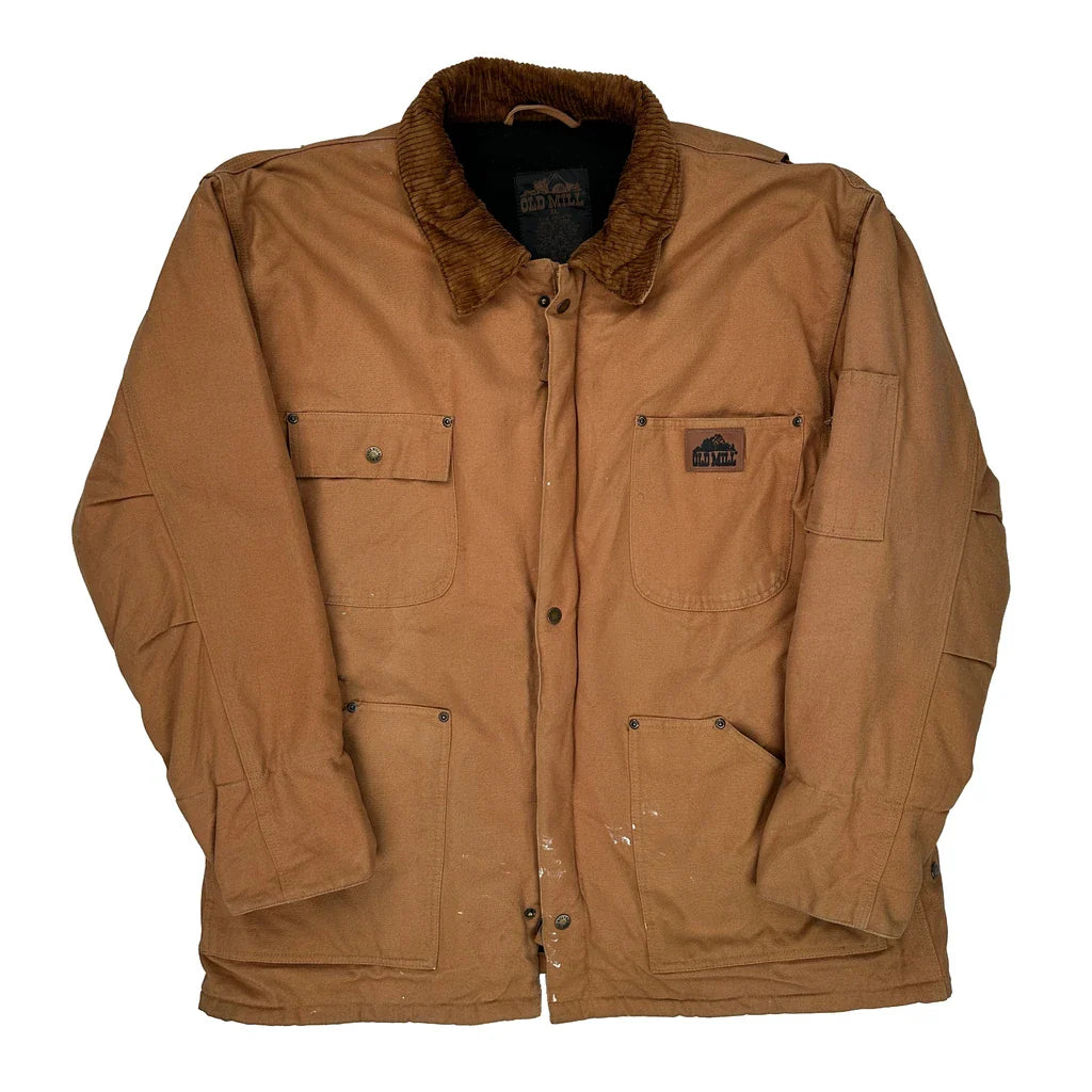 Old Mill Jacket - XL Brown Cotton Refurbished - Thrifted (note: this is a term often used to describe second- refurbished available on Cerqular