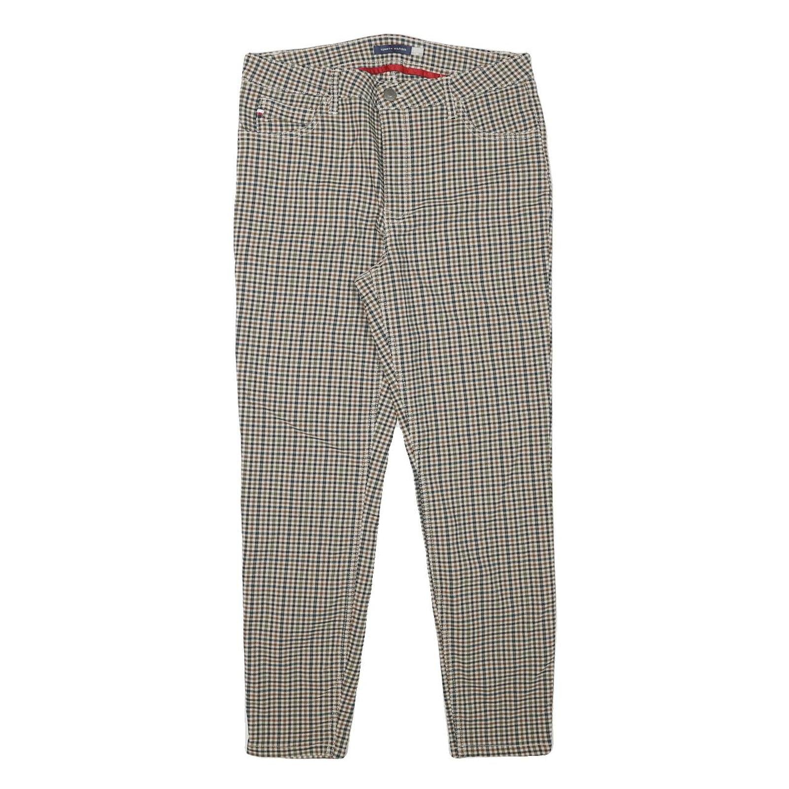 TOMMY HILFIGER Womens Polyester Blend Beige Check Slim Skinny Trousers W30 L26 Refurbished - N/A refurbished available on Cerqular