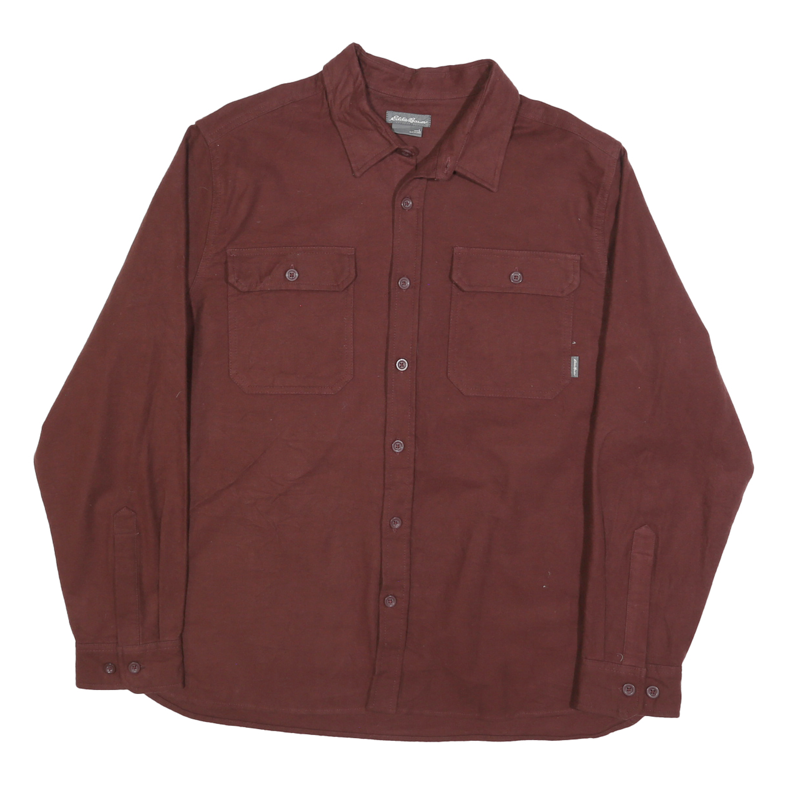 EDDIE BAUER Mens Maroon Cotton Blend Shirt L Button Pocket Casual Workwear Refurbished - N/A refurbished available on Cerqular
