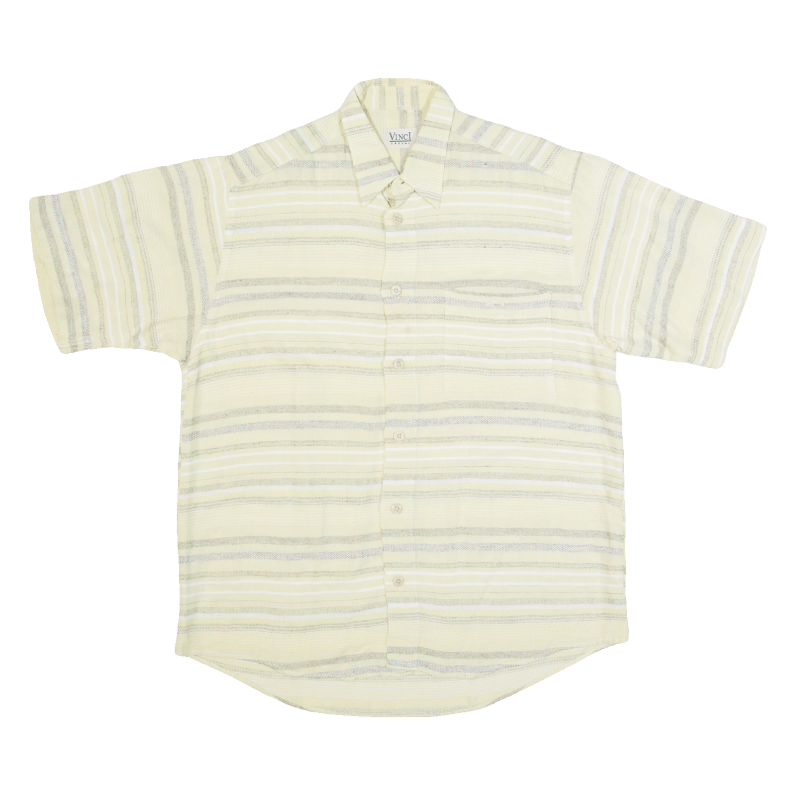 VINCI Mens Shirt Beige 90s Striped L Refurbished - N/A refurbished available on Cerqular