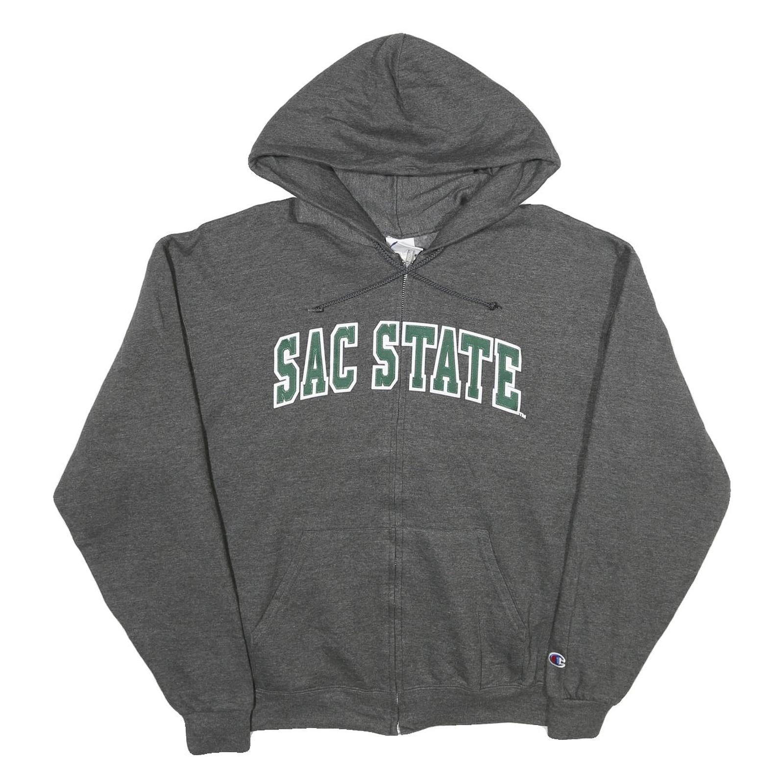 CHAMPION Mens Grey Sac State Zip Hoodie L Cotton Blend Casual Sports Sweatshirt Refurbished - N/A refurbished available on Cerqular