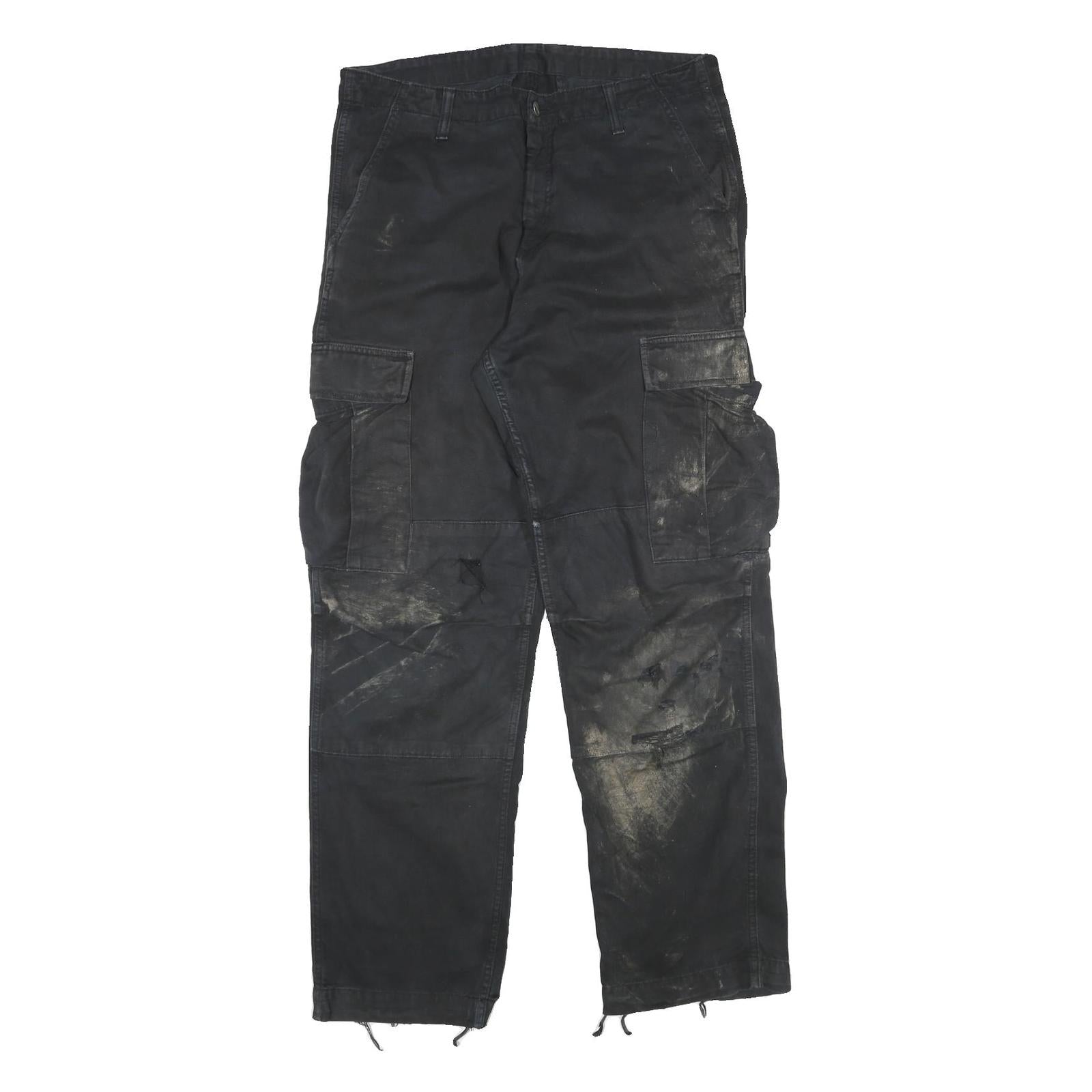 CARHARTT Mens Black Cotton Blend Relaxed Cargo Trousers W34 L32 Workwear Refurbished - N/A refurbished available on Cerqular