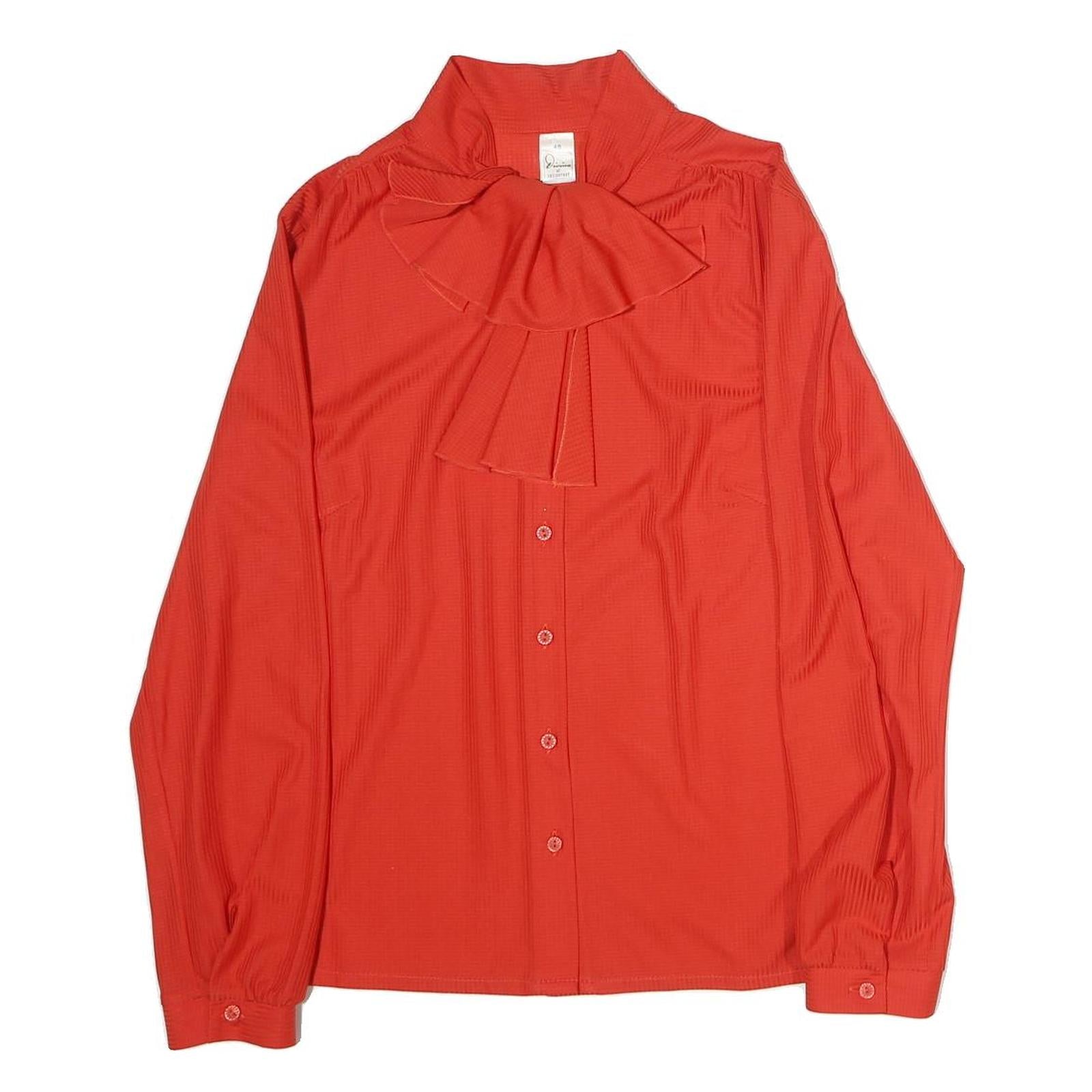 DIVINE Womens Red Basic Long Sleeve Button Neck Top L Elegant Neck Detail Refurbished - N/A refurbished available on Cerqular