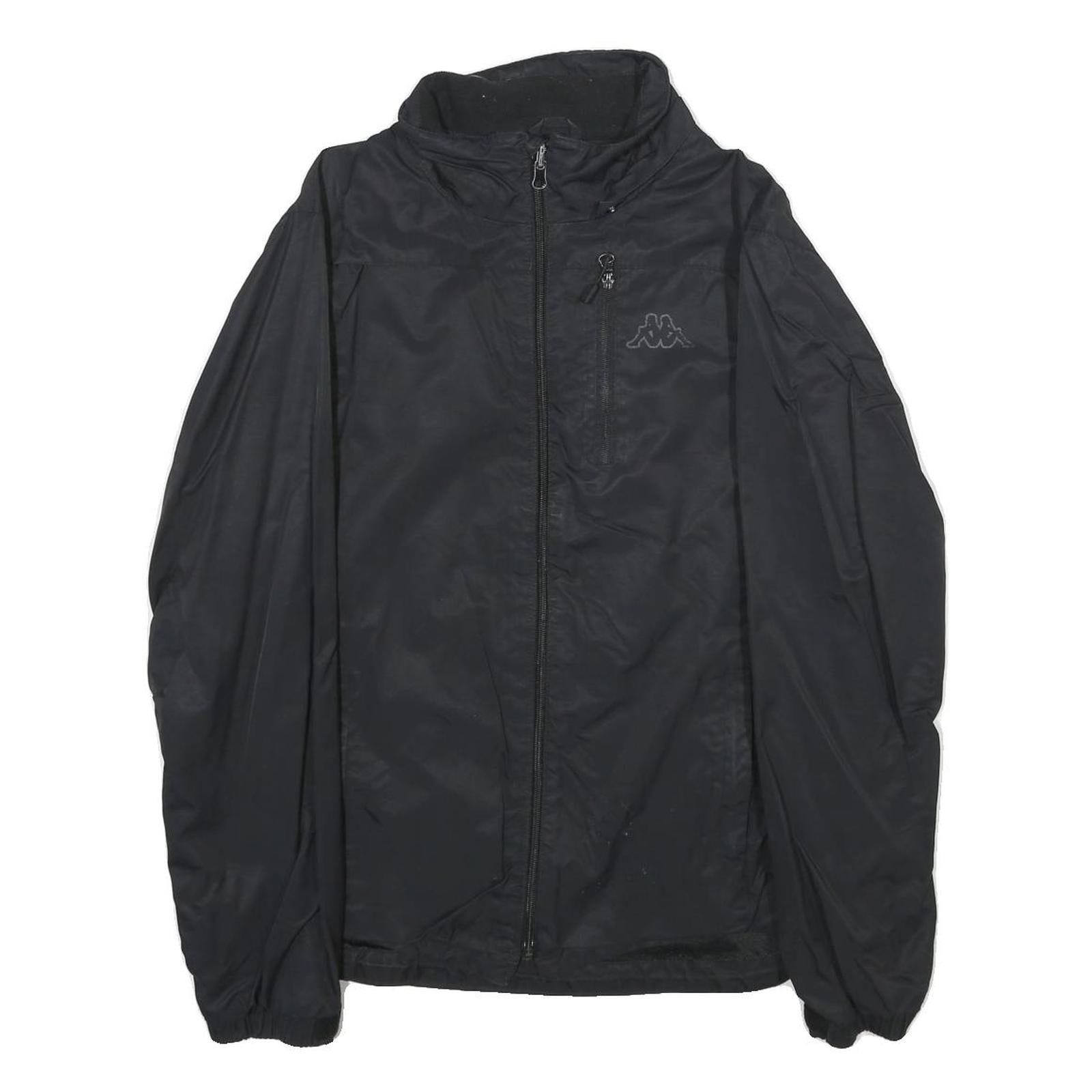 KAPPA Mens Black Nylon Jacket S Plain Zip Casual Lightweight Sportswear Refurbished - N/A refurbished available on Cerqular