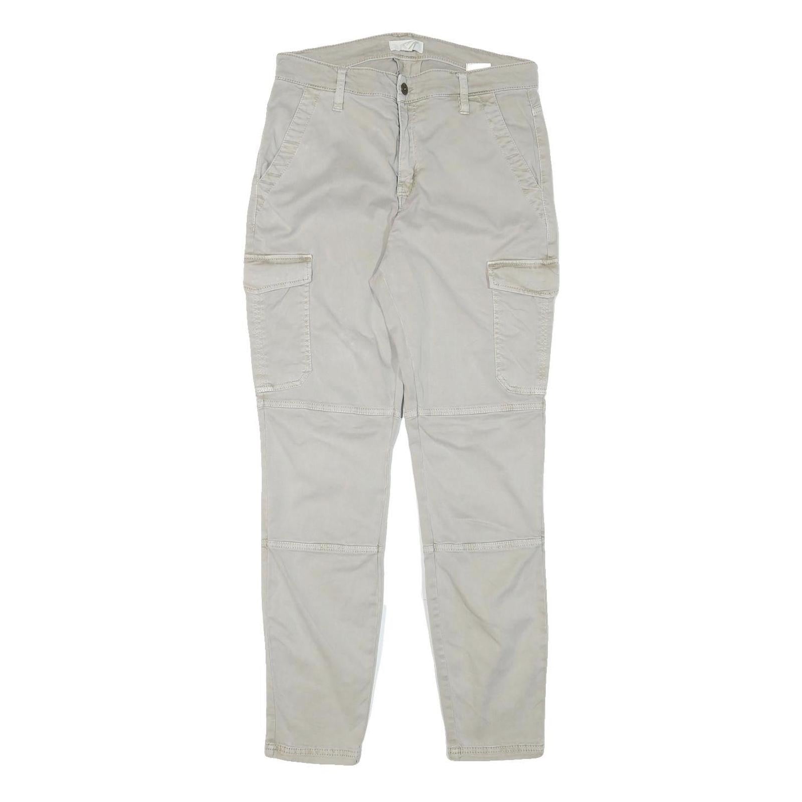 H&M Womens Slim Fit Beige Cargo Trousers W29 L29 Cotton Blend Zip Pockets Refurbished - N/A refurbished available on Cerqular