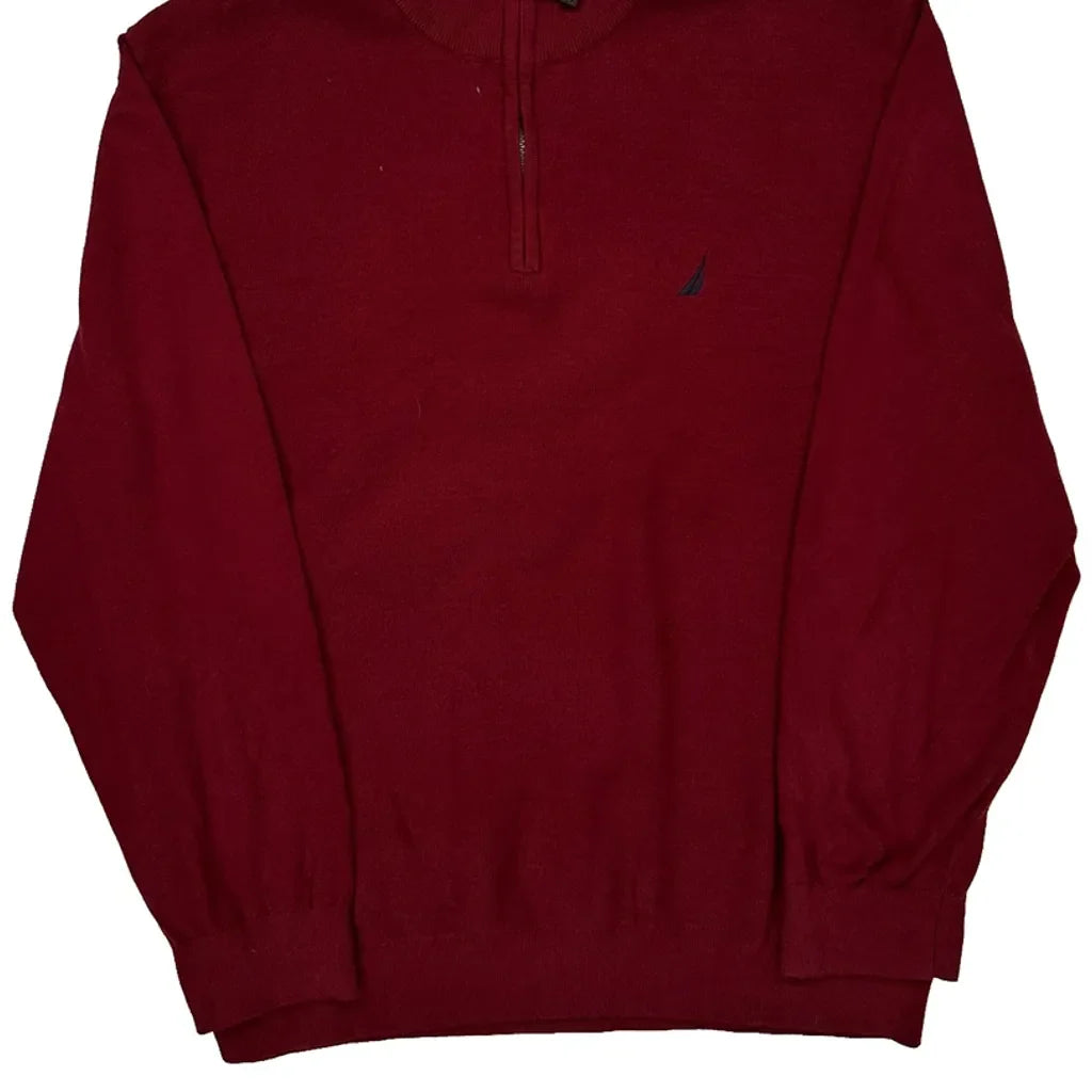 Navtech Nautica 1/4 Zip - 2XL Red Cotton Refurbished - Thrifted (note: this is a term often used to describe second- refurbished available on Cerqular