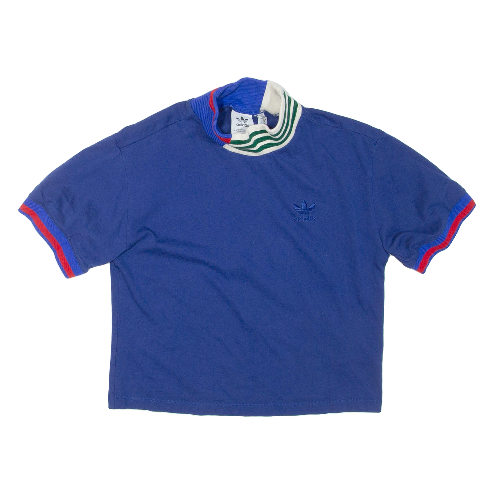 ADIDAS Cropped Womens T-Shirt Blue High Neck XS Refurbished - N/A refurbished available on Cerqular